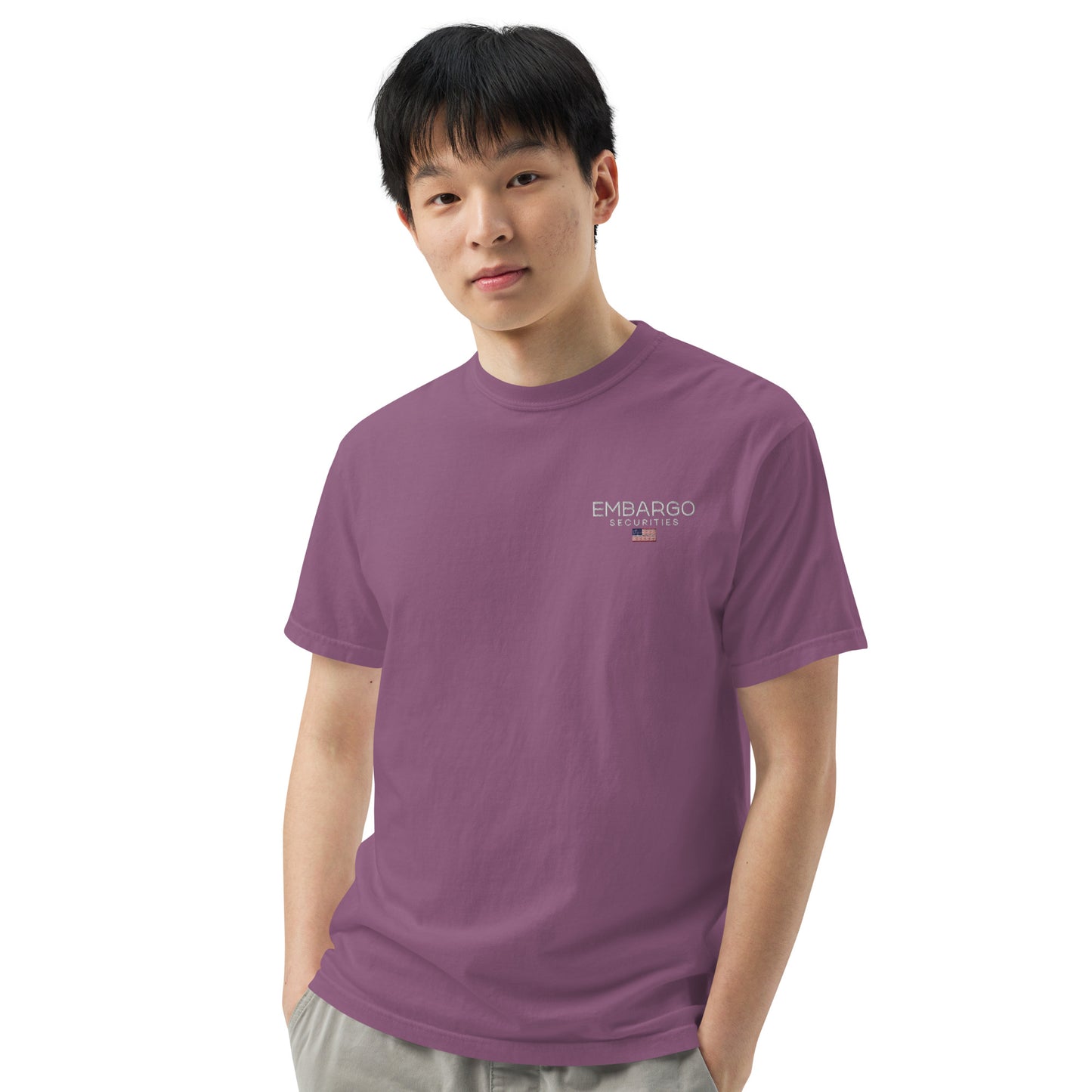 Embroidery Embargo Securities USA Flag T shirt