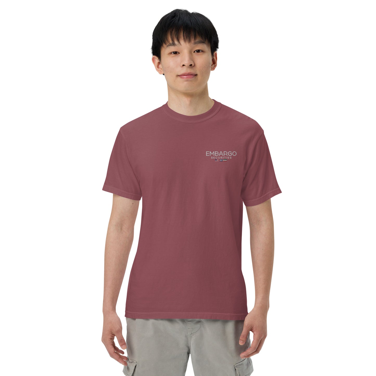 Embroidery Embargo Securities USA, Cuba, and Iran Flag T-Shirt