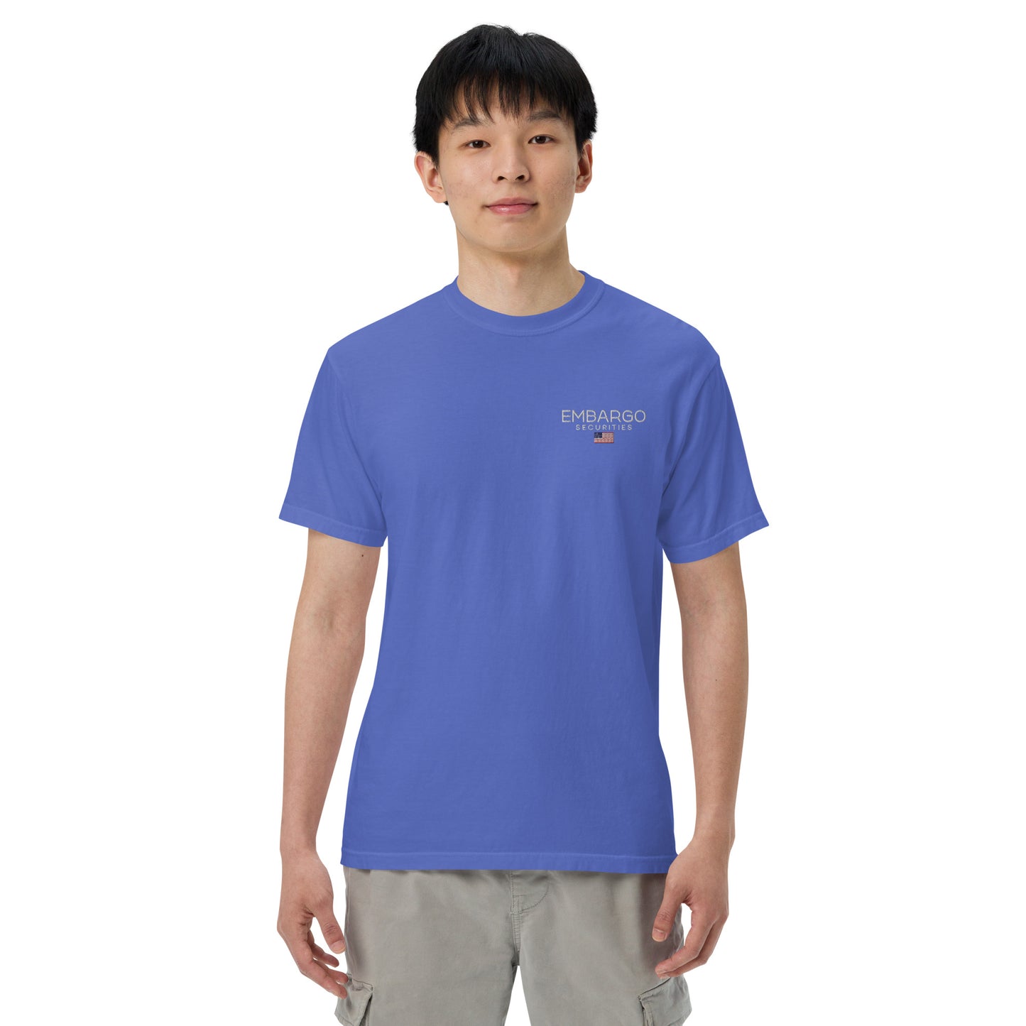 Embroidery Embargo Securities USA Flag T shirt