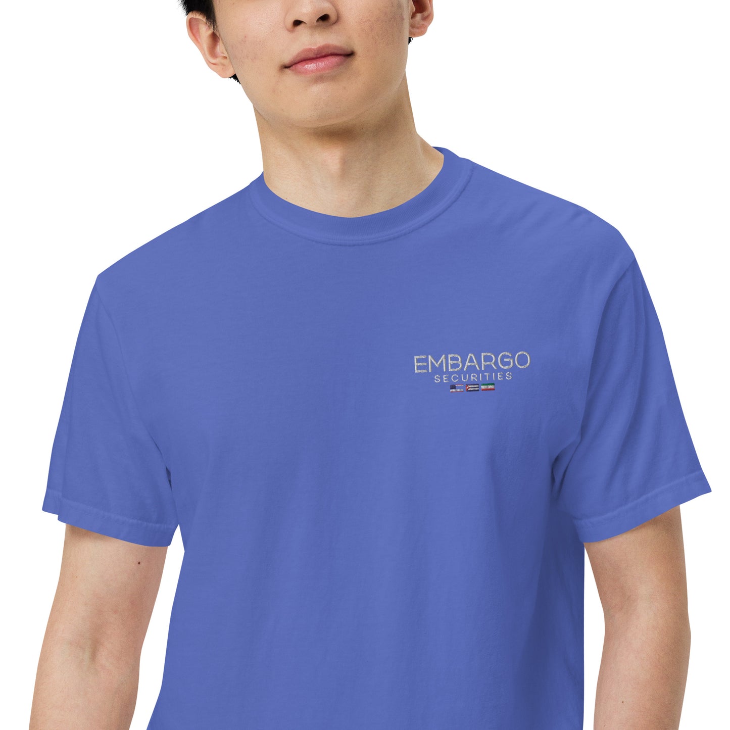 Embroidery Embargo Securities USA, Cuba, and Iran Flag T-Shirt