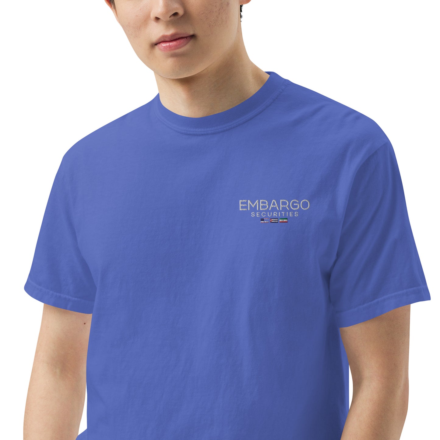 Embroidery Embargo Securities USA, Cuba, and Iran Flag T-Shirt