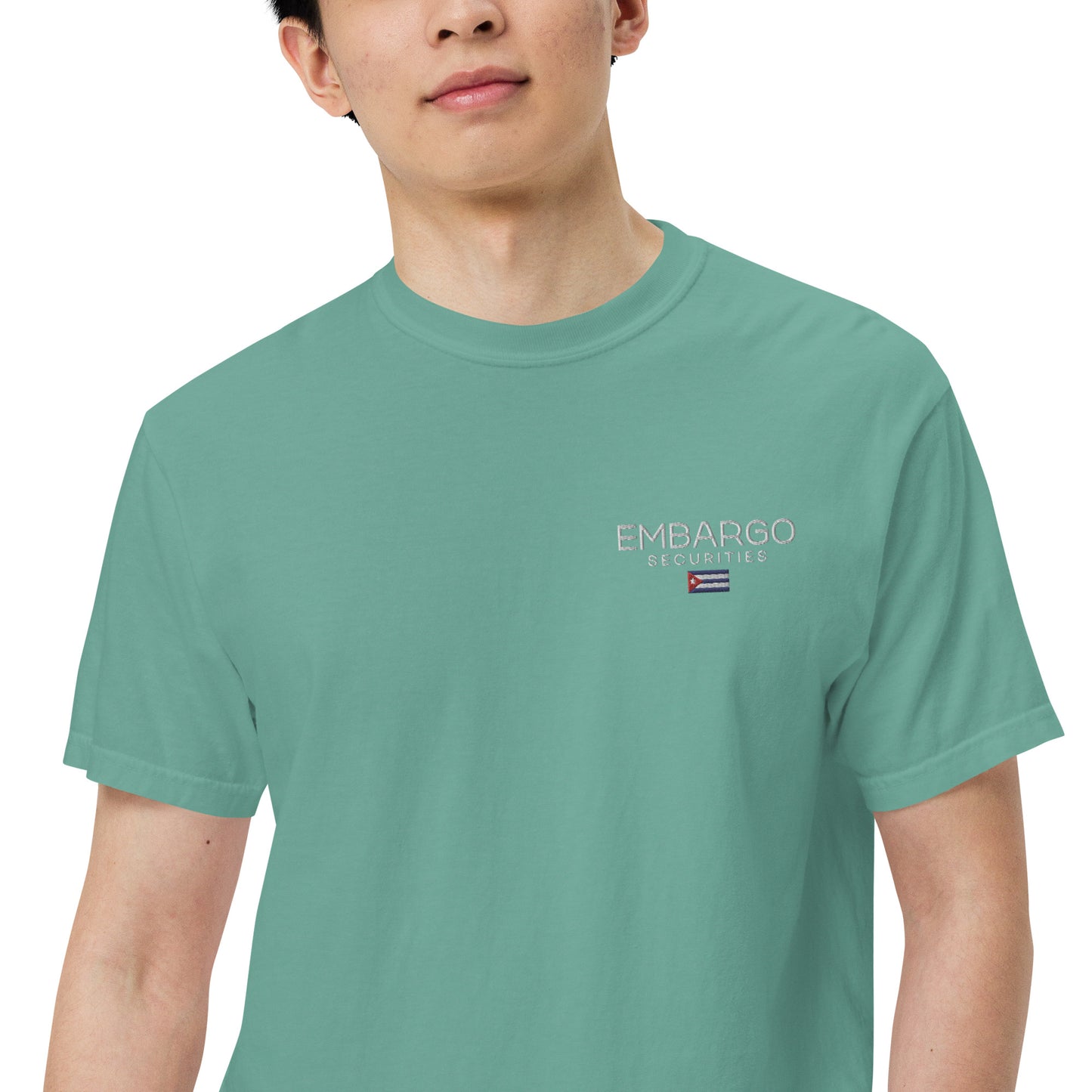 Embroidery Embargo Securities Cuba Flag T shirt
