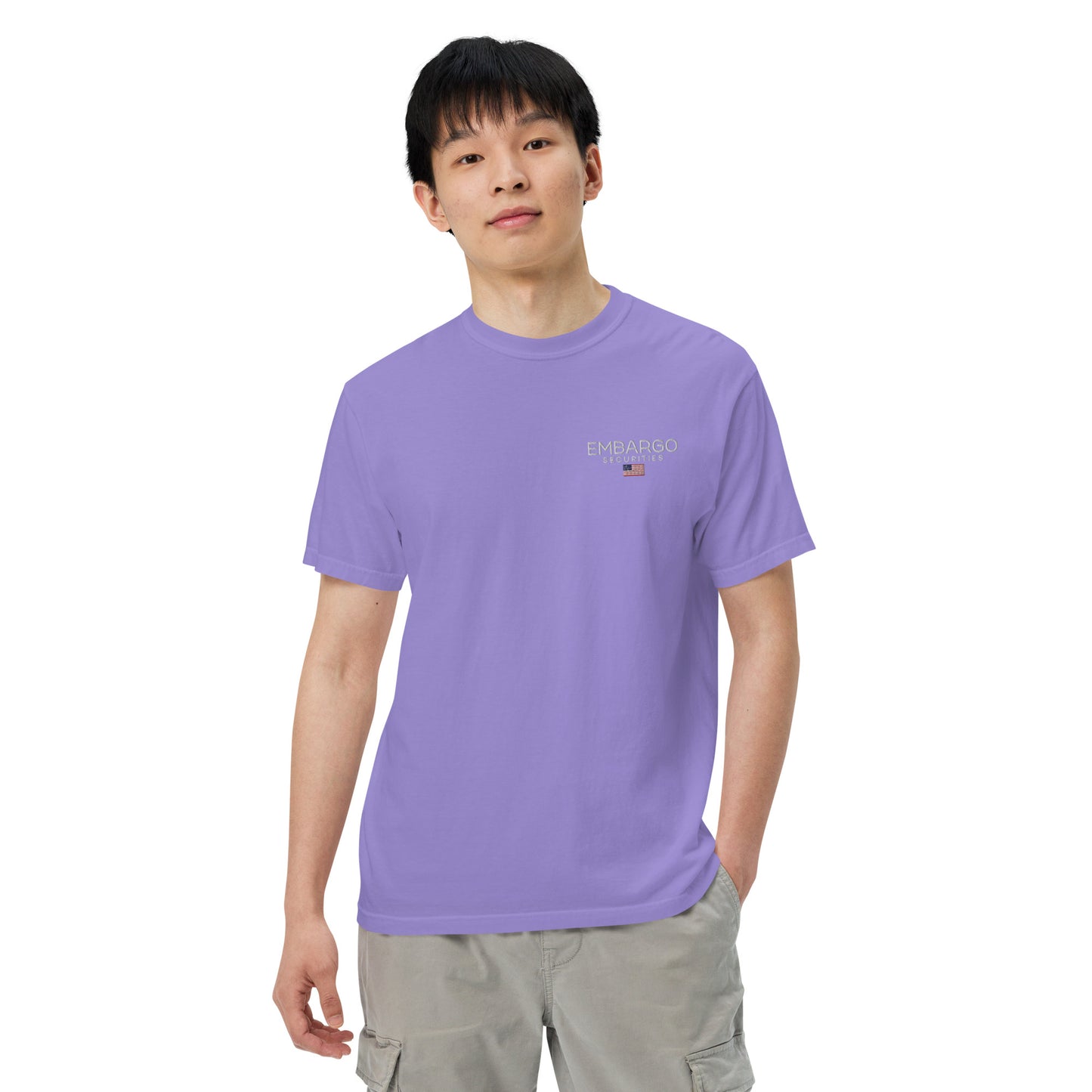 Embroidery Embargo Securities USA Flag T shirt