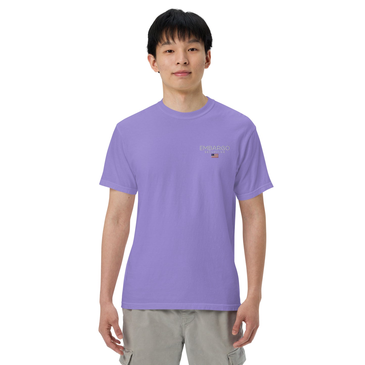 Embroidery Embargo Securities USA Flag T shirt