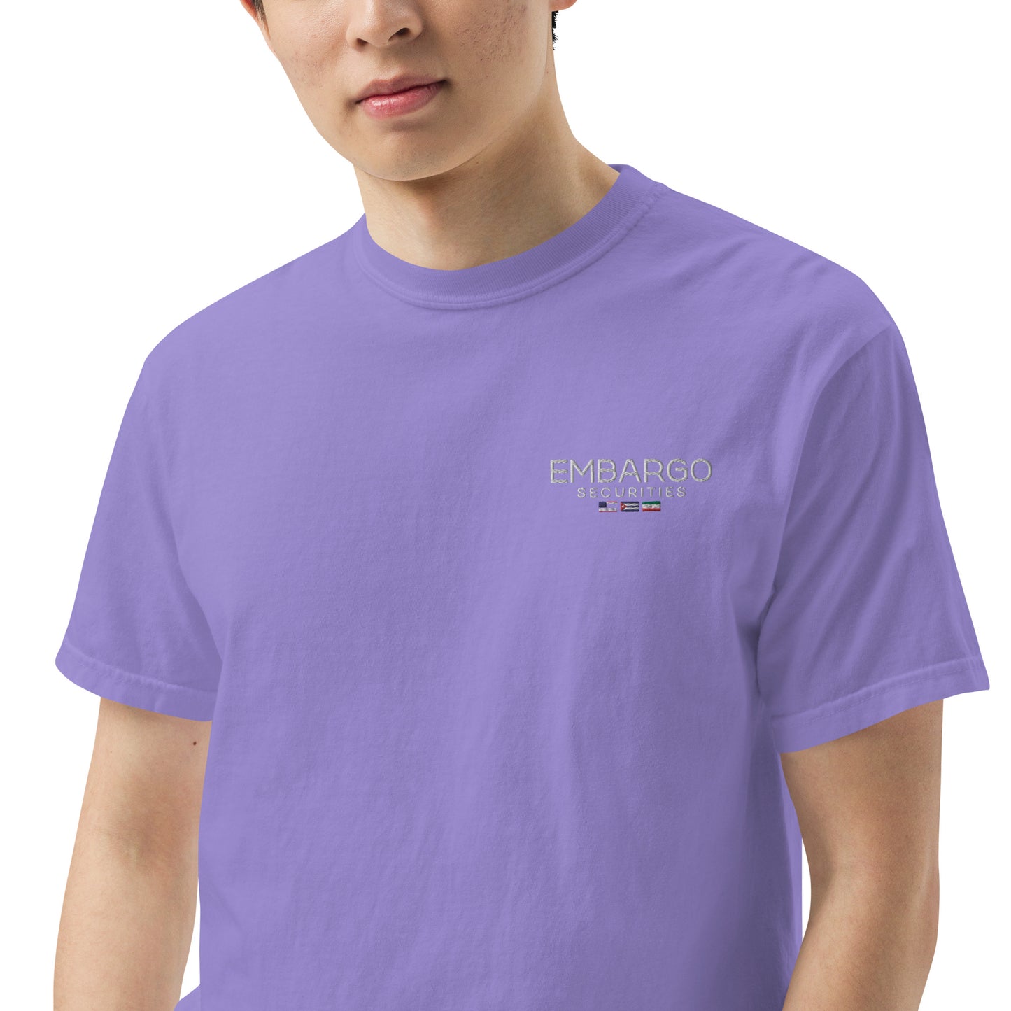 Embroidery Embargo Securities USA, Cuba, and Iran Flag T-Shirt