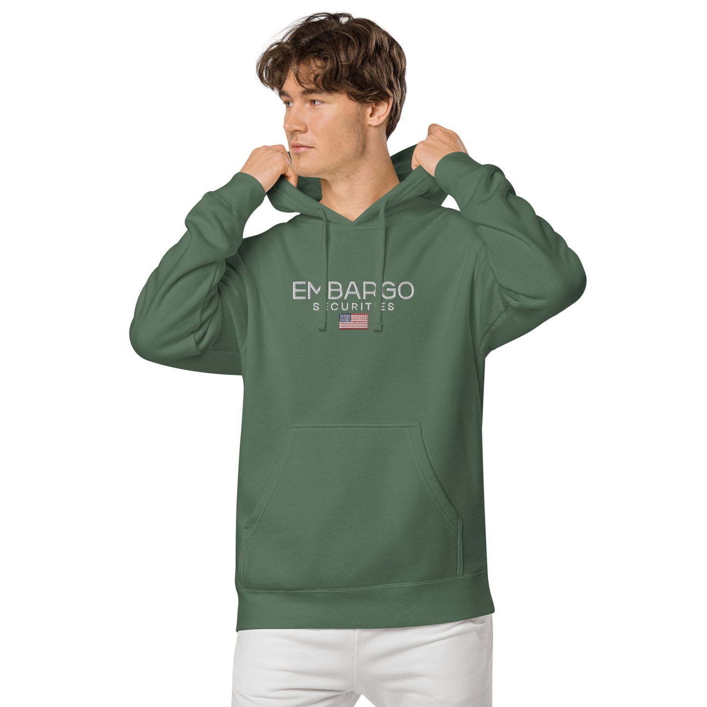 Embroidery Embargo Securities USA Flag Hoodie