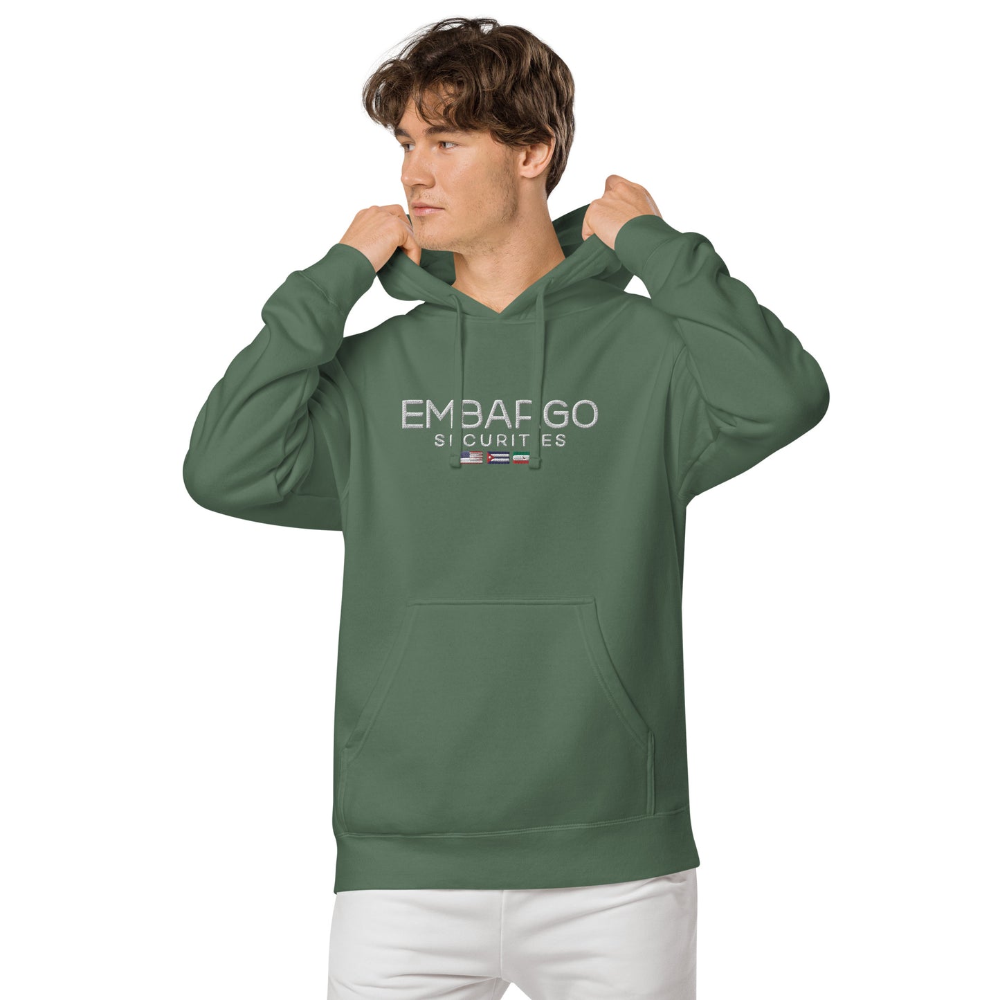 Embroidery Embargo Securities USA, Cuba, and Iran Flag Hoodie