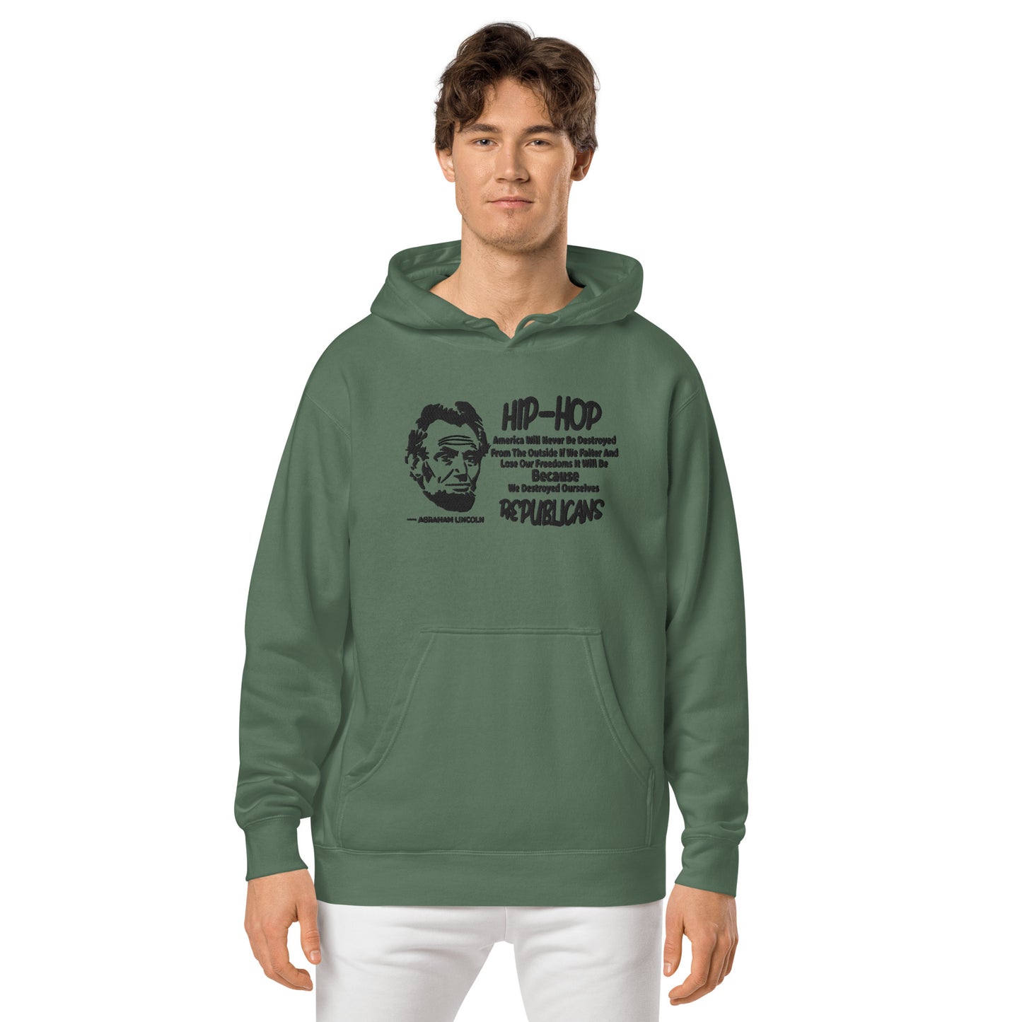 Embroidery Abraham Lincoln Premium Hoodie