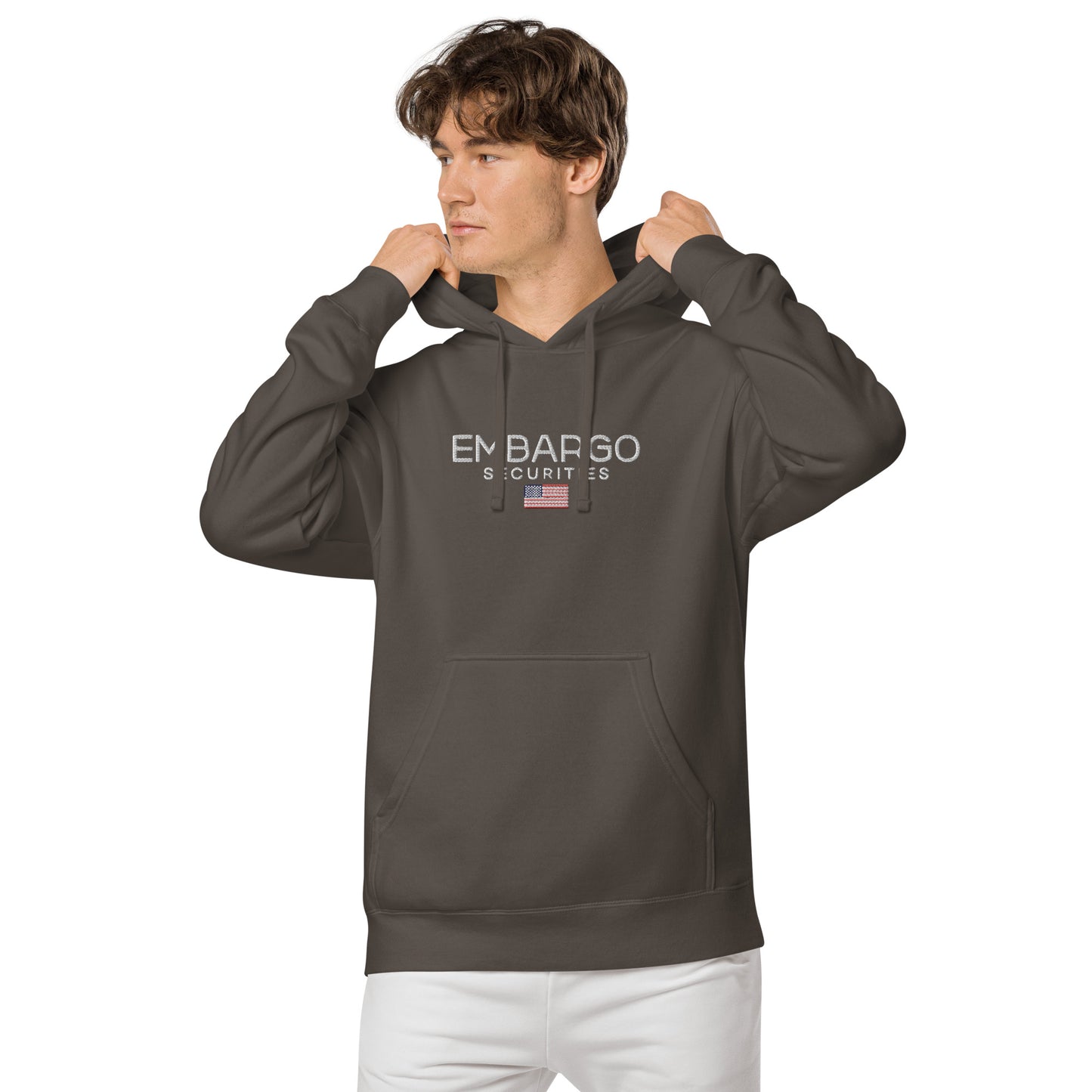 Embroidery Embargo Securities USA Flag Hoodie