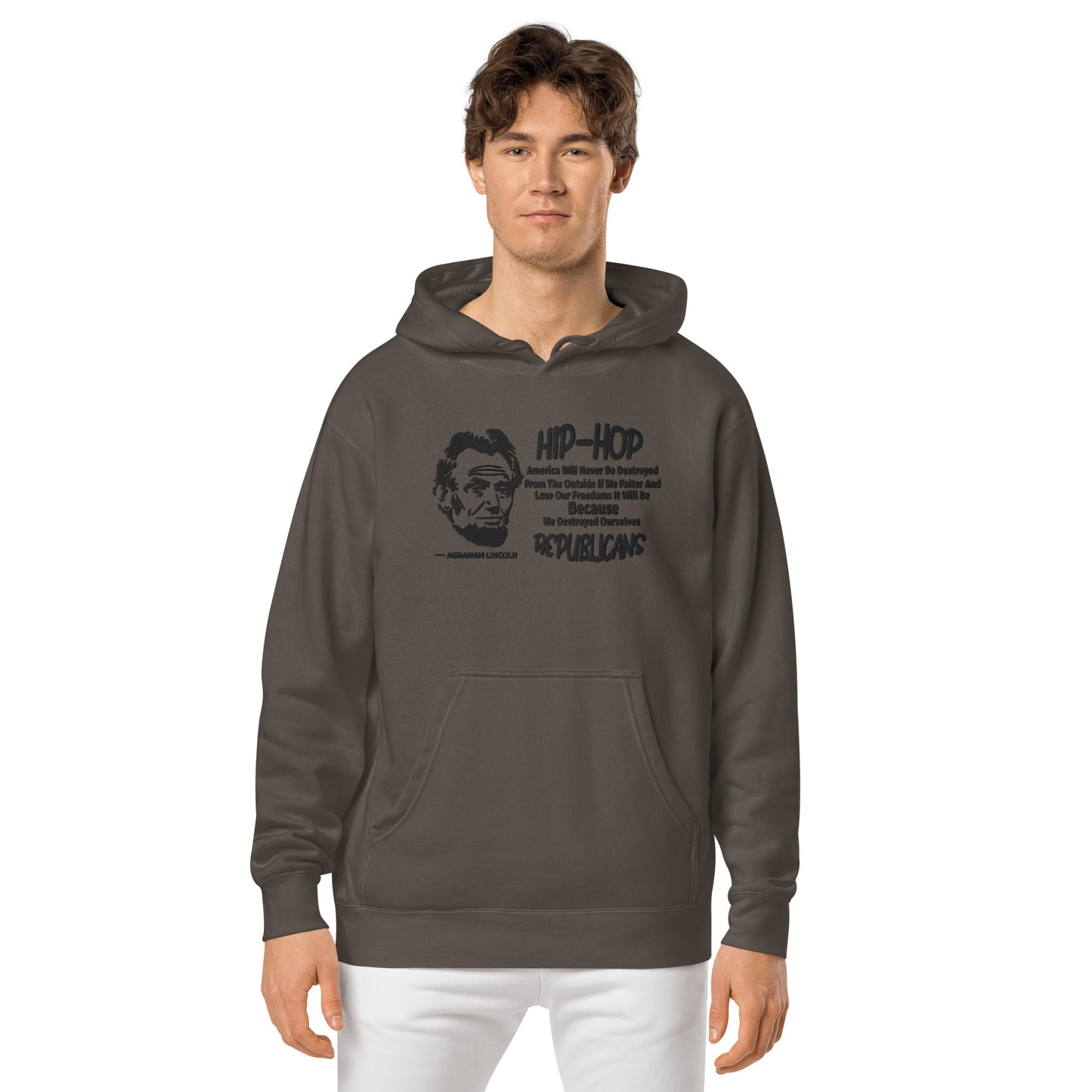 Embroidery Abraham Lincoln Premium Hoodie