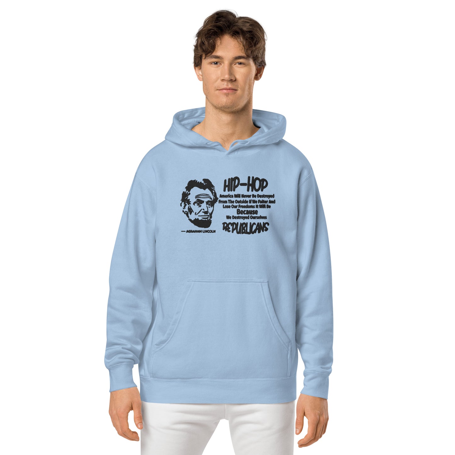 Embroidery Abraham Lincoln Premium Hoodie