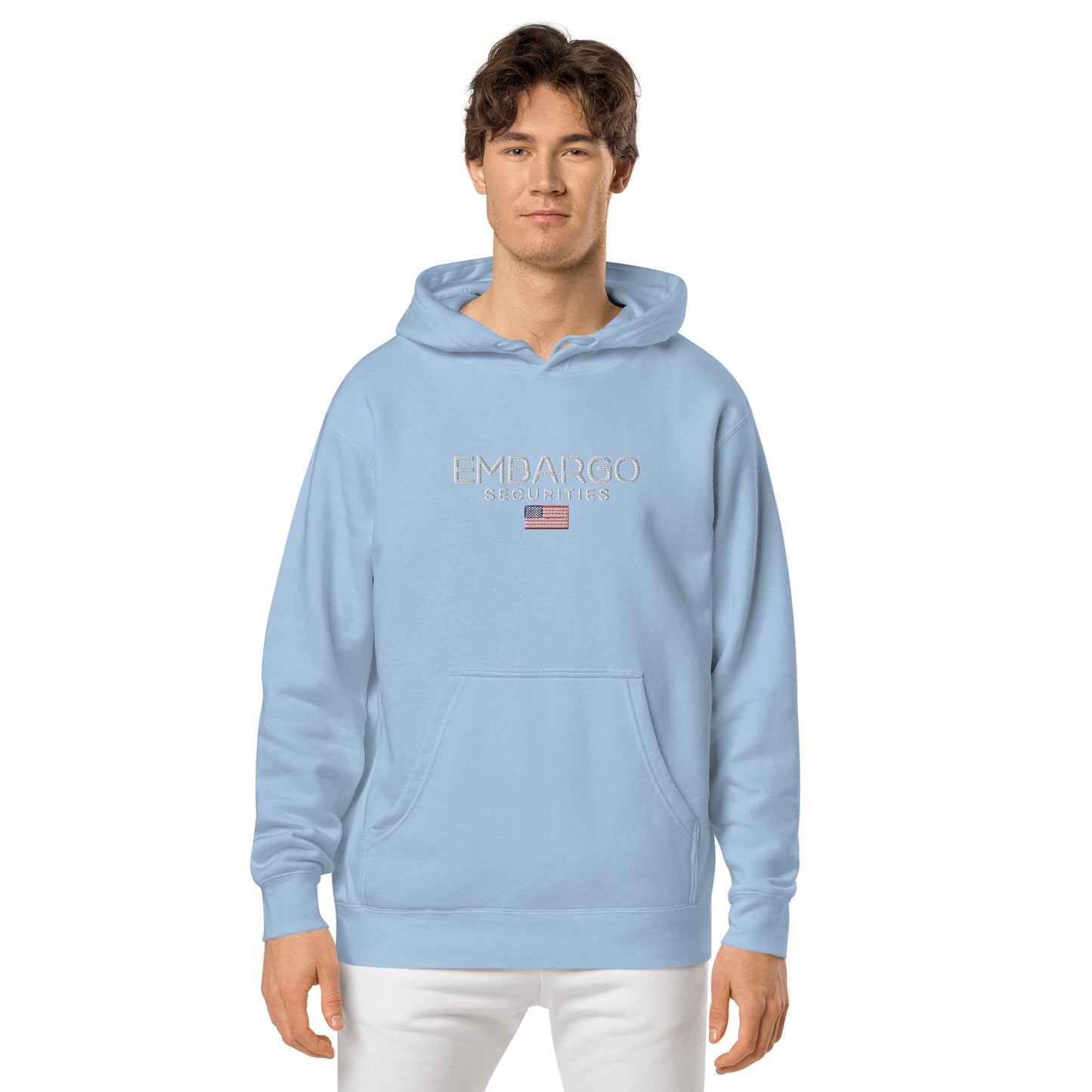 Embroidery Embargo Securities USA Flag Hoodie