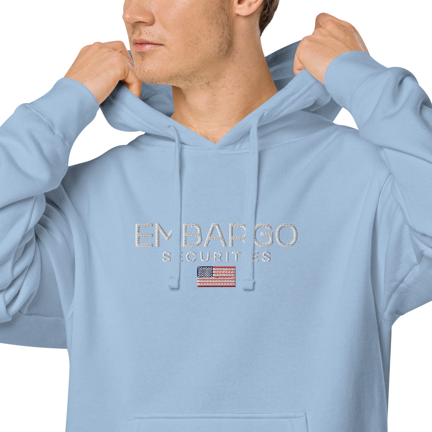 Embroidery Embargo Securities USA Flag Hoodie