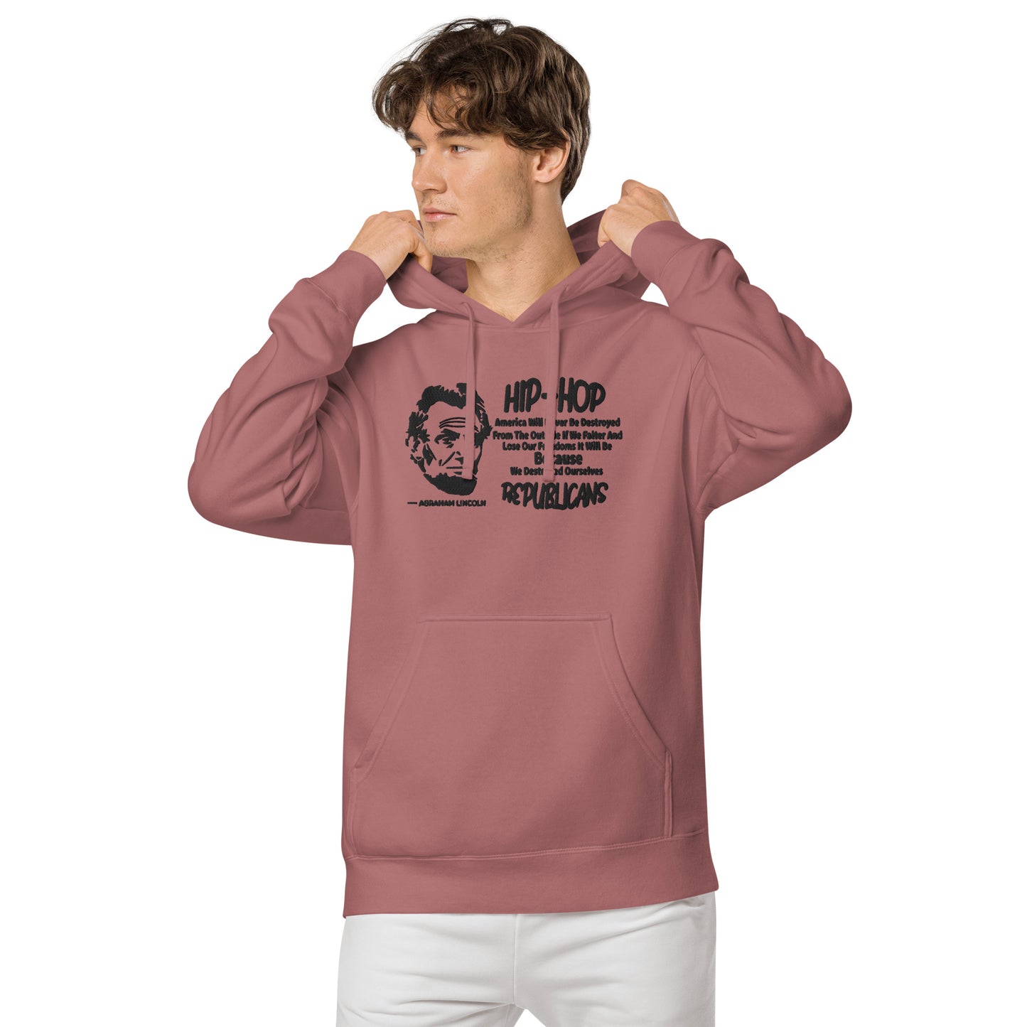 Embroidery Abraham Lincoln Premium Hoodie