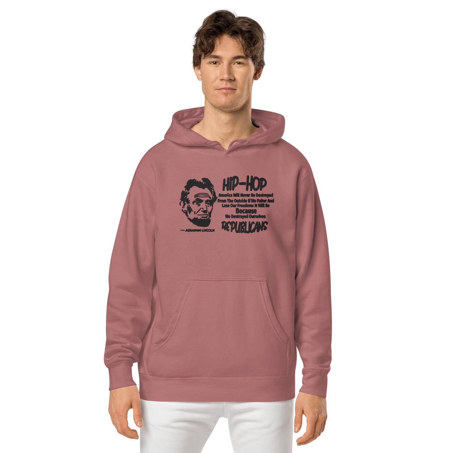 Embroidery Abraham Lincoln Premium Hoodie