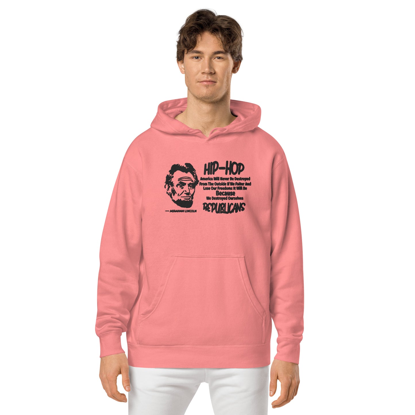 Embroidery Abraham Lincoln Premium Hoodie