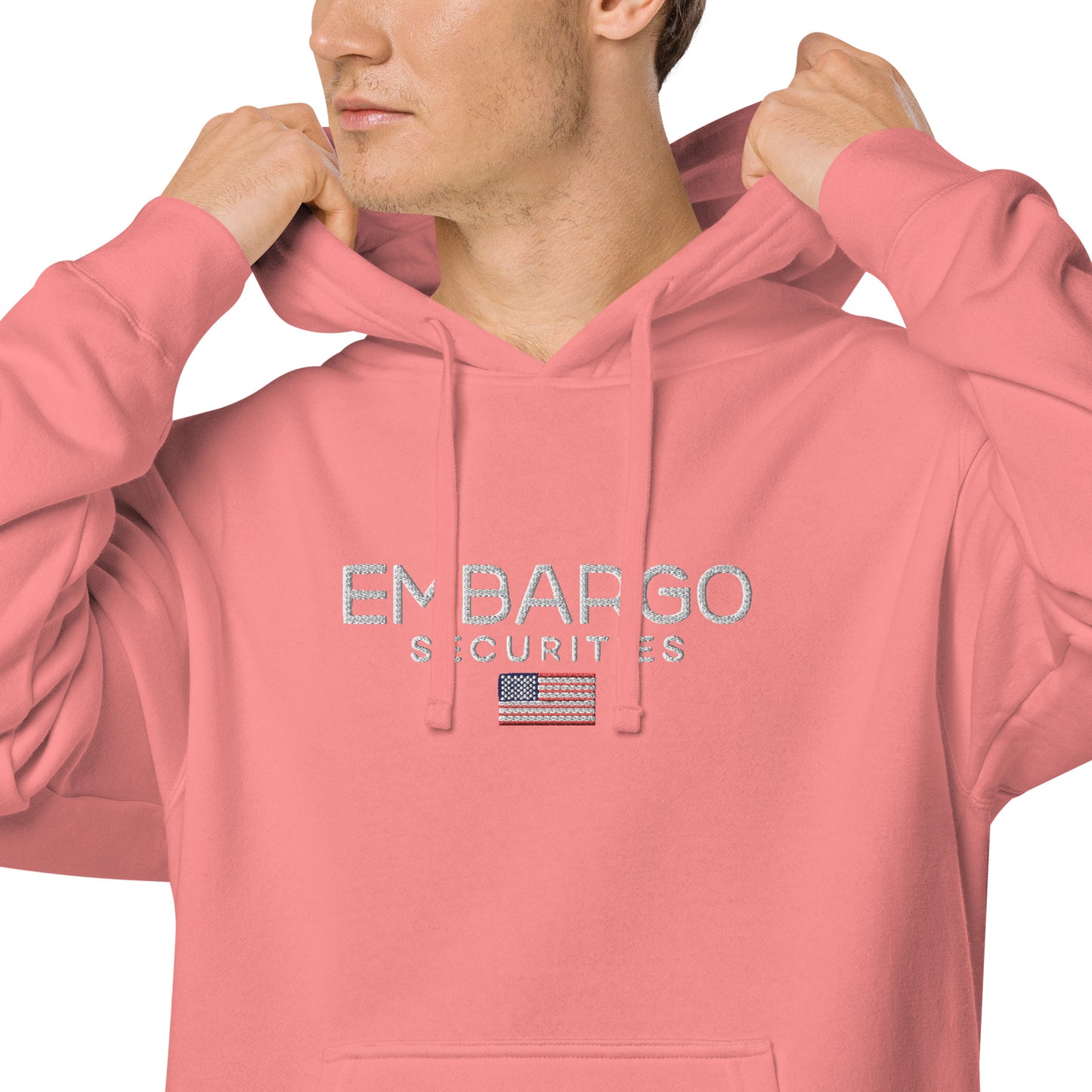 Embroidery Embargo Securities USA Flag Hoodie