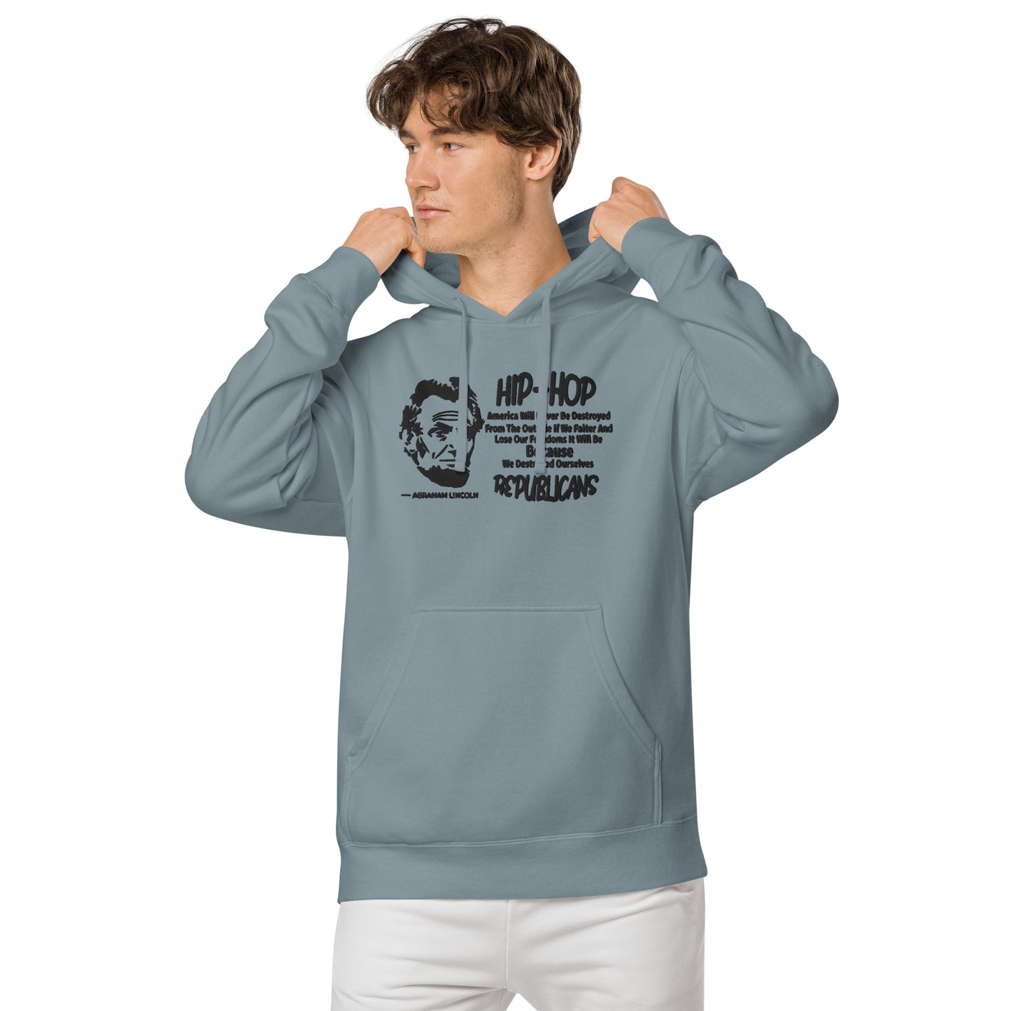 Embroidery Abraham Lincoln Premium Hoodie