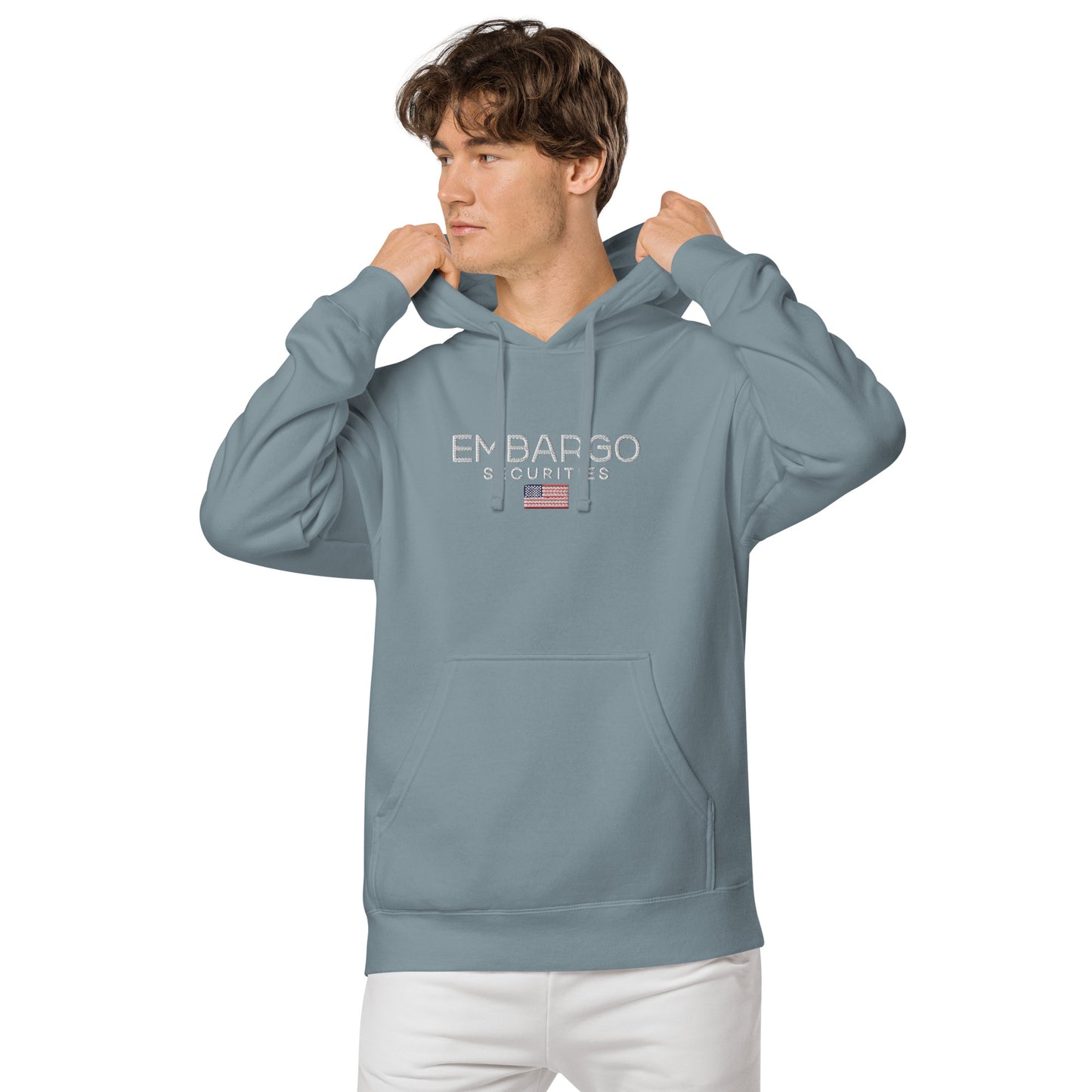 Embroidery Embargo Securities USA Flag Hoodie