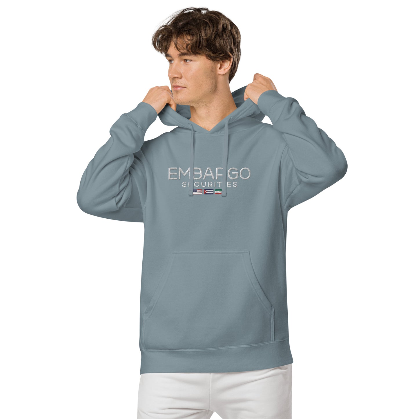 Embroidery Embargo Securities USA, Cuba, and Iran Flag Hoodie