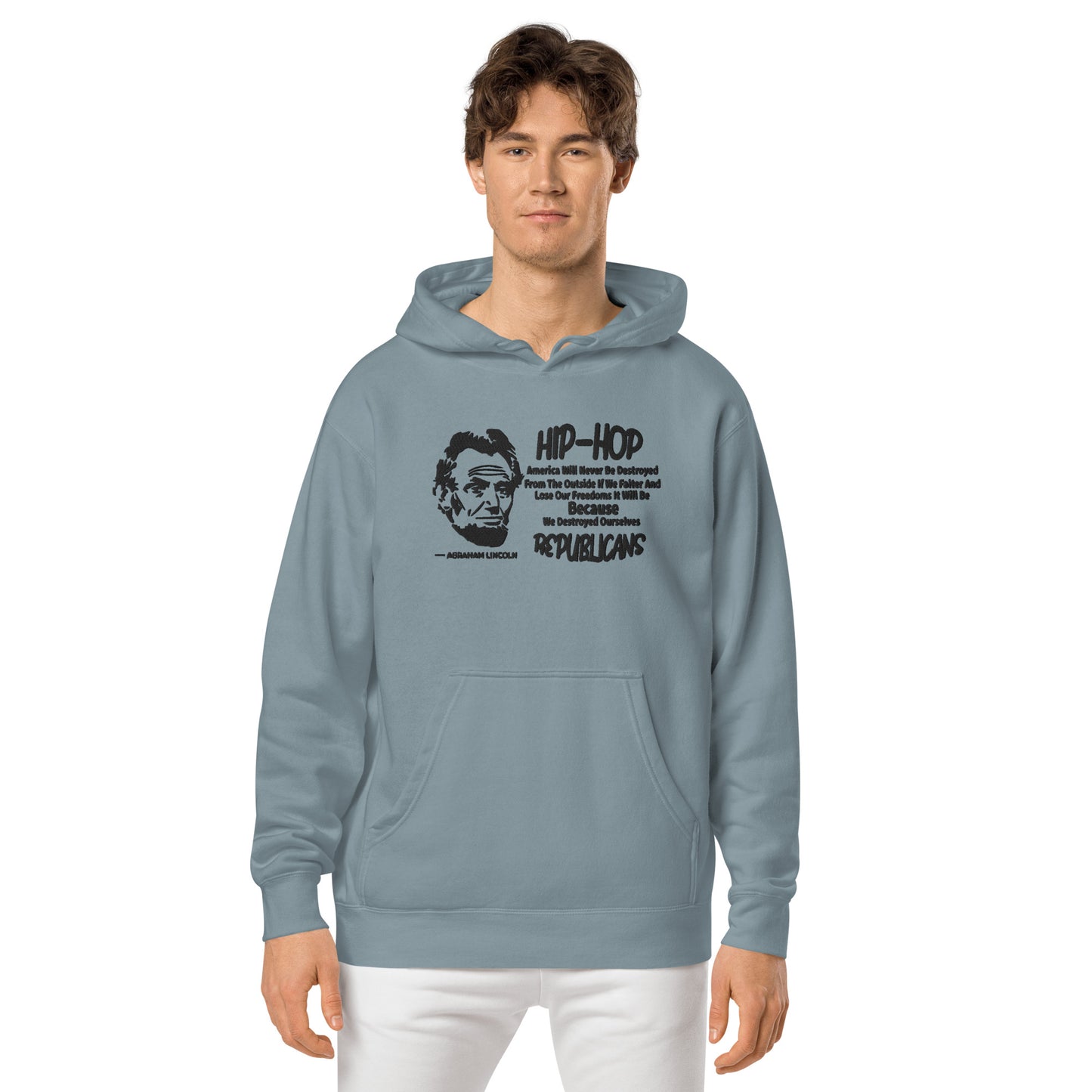Embroidery Abraham Lincoln Premium Hoodie