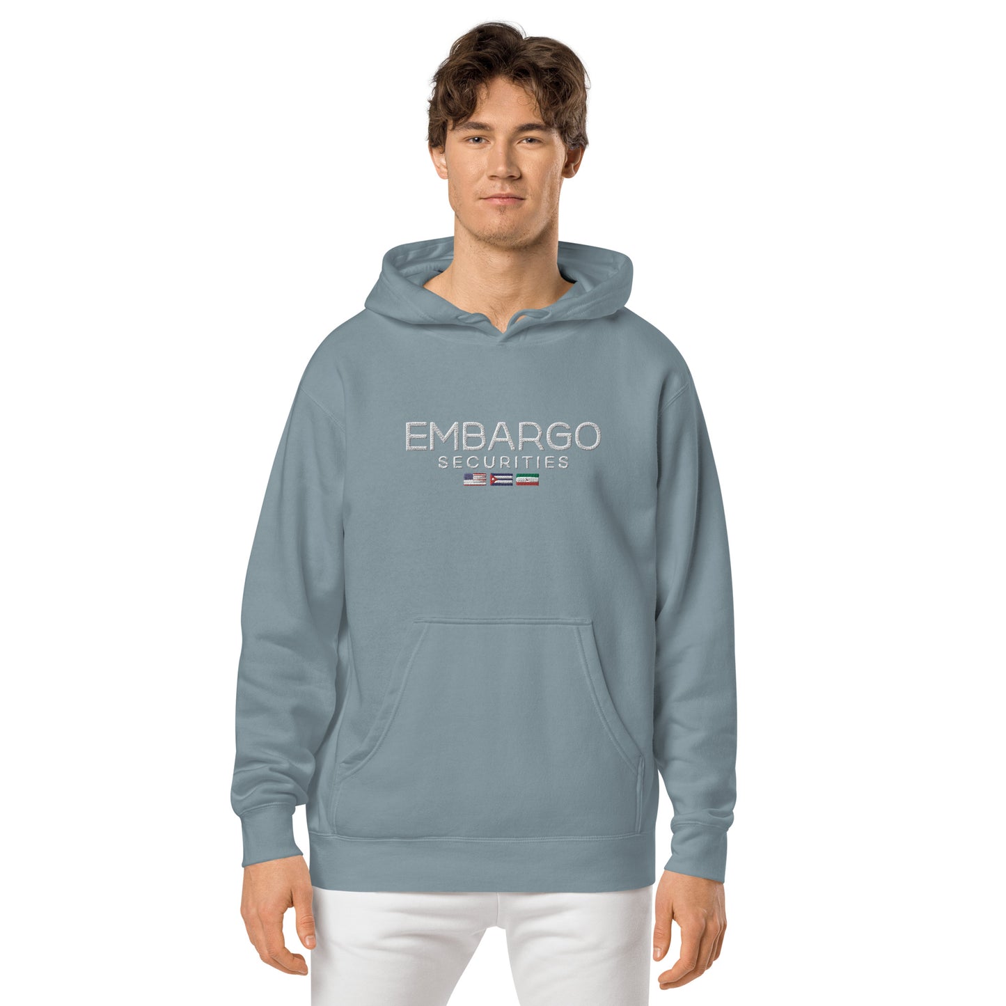 Embroidery Embargo Securities USA, Cuba, and Iran Flag Hoodie