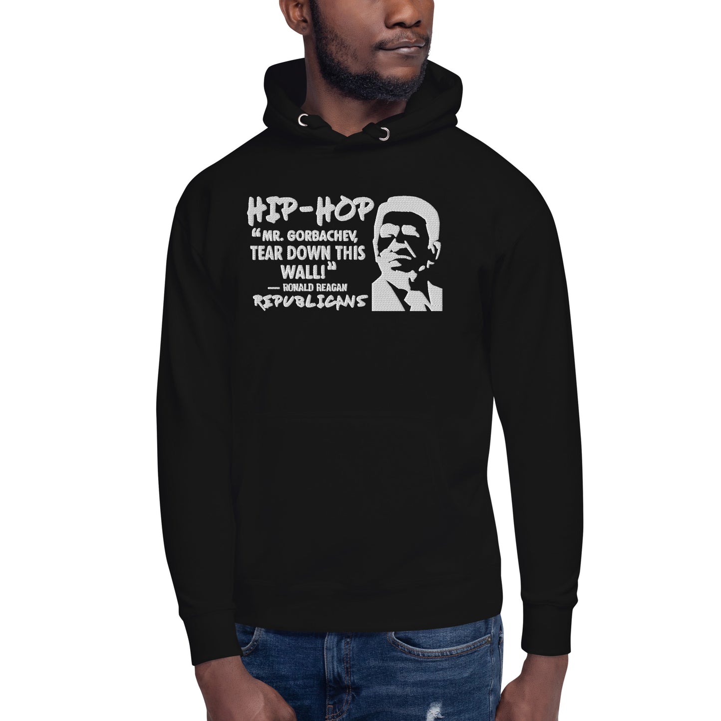 Embroidery Ronald Reagan Premium Hoodie