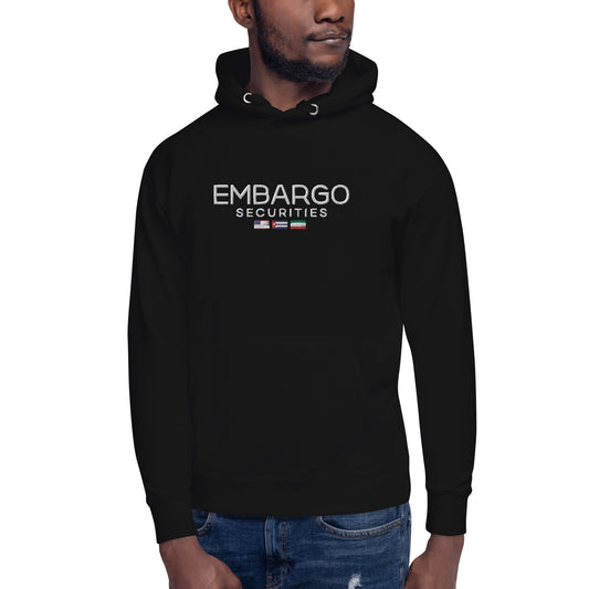 Embroidery Embargo Securities USA, Cuba, and Iran Flag Hoodie