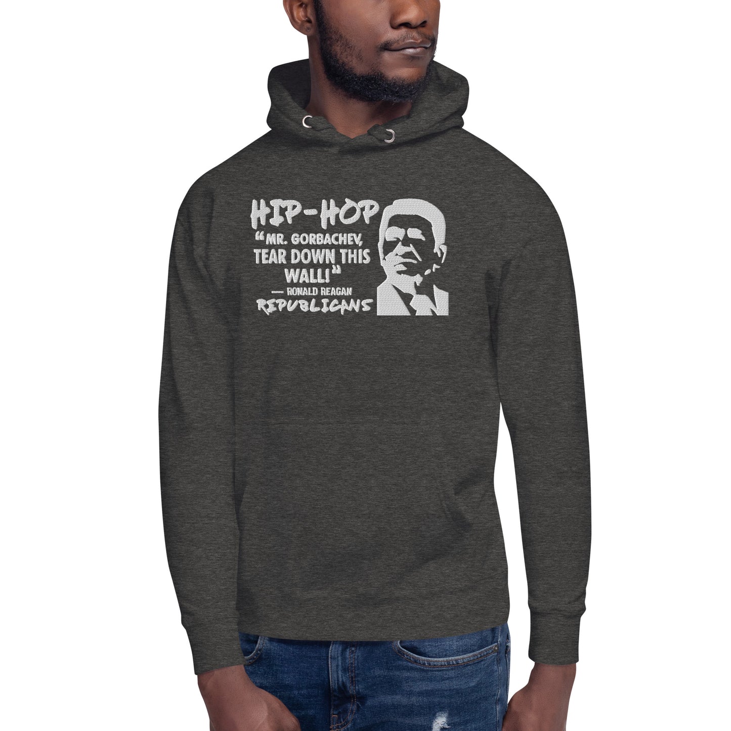 Embroidery Ronald Reagan Premium Hoodie