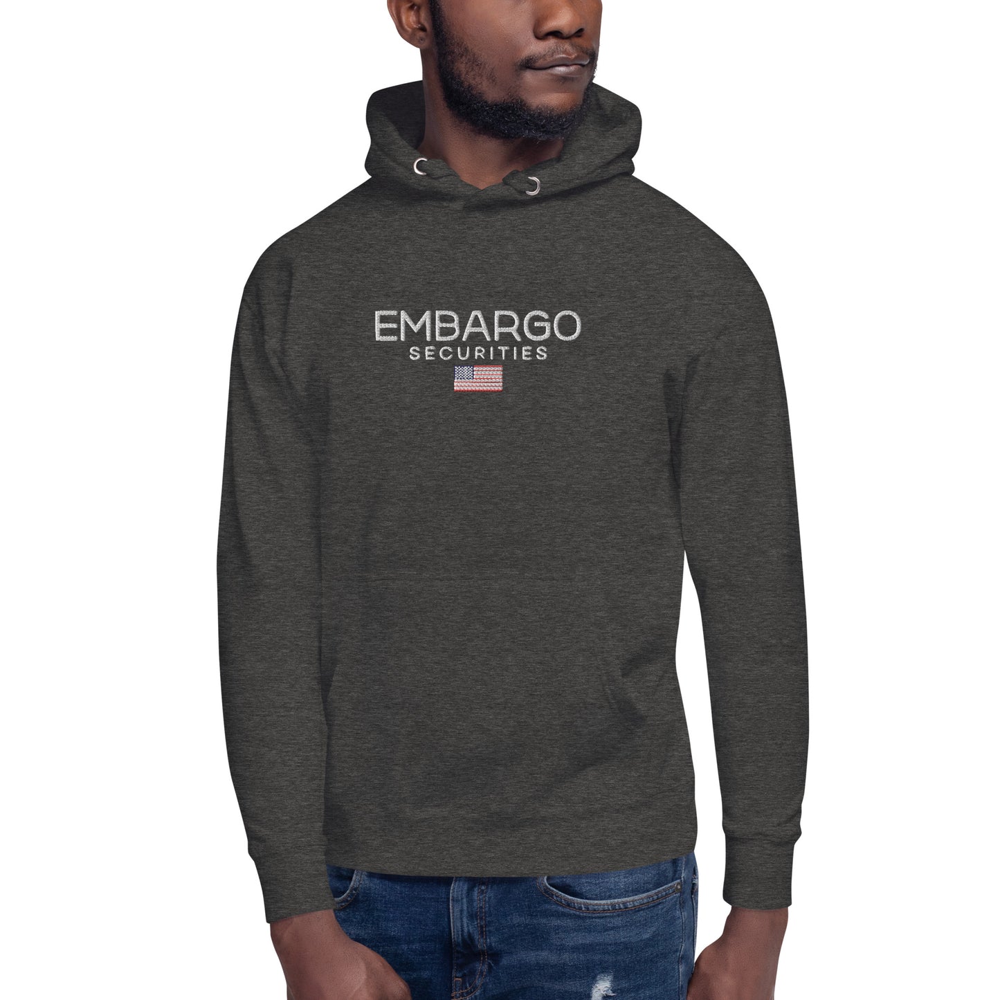 Embroidery Embargo Securities USA Flag Hoodie
