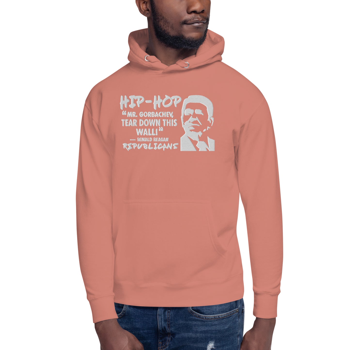 Embroidery Ronald Reagan Premium Hoodie