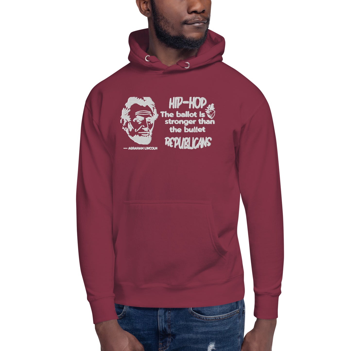 Embroidery Abraham Lincoln Premium Hoodie Design