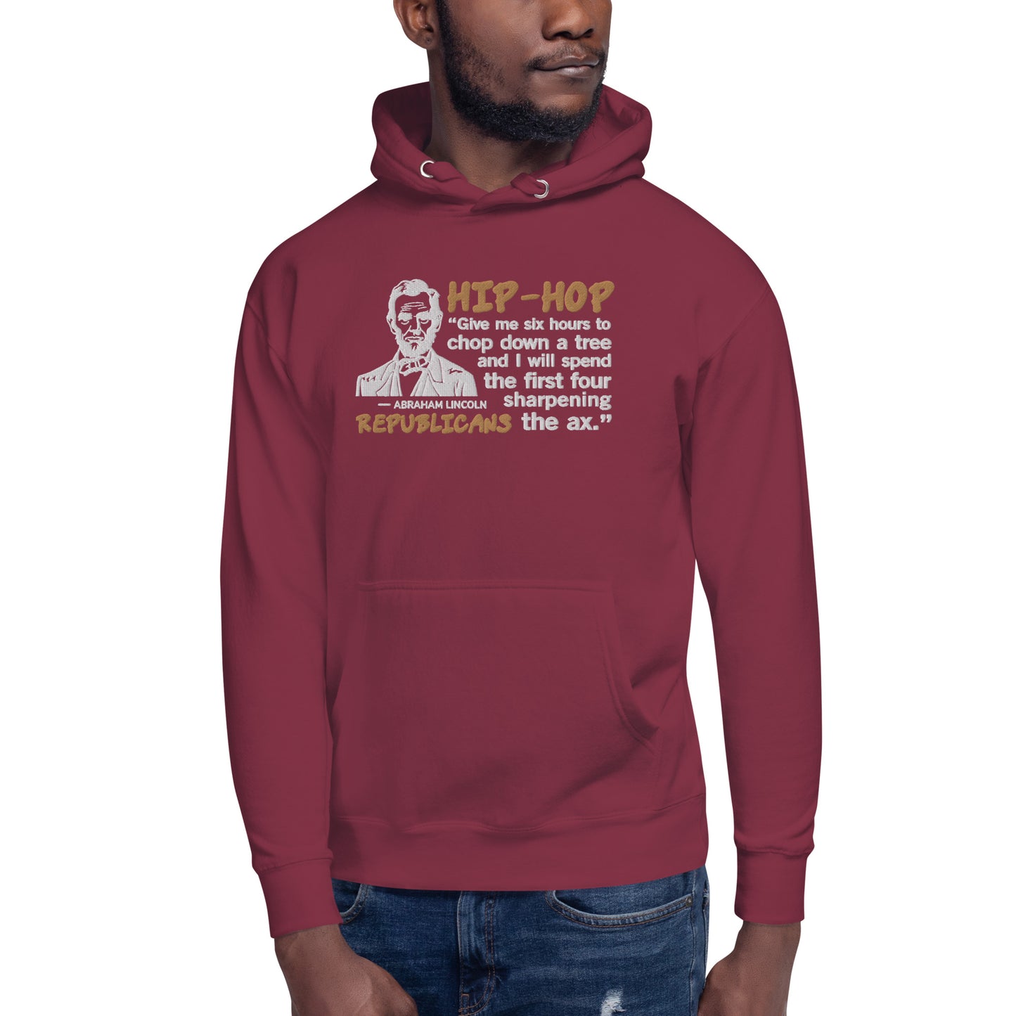 Embroidery Abraham Lincoln Hip-Hop Republicans Hoodie Design