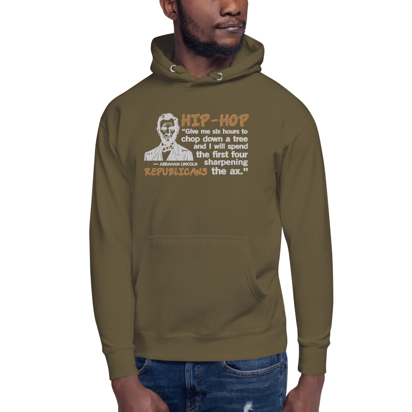 Embroidery Abraham Lincoln Hip-Hop Republicans Hoodie Design