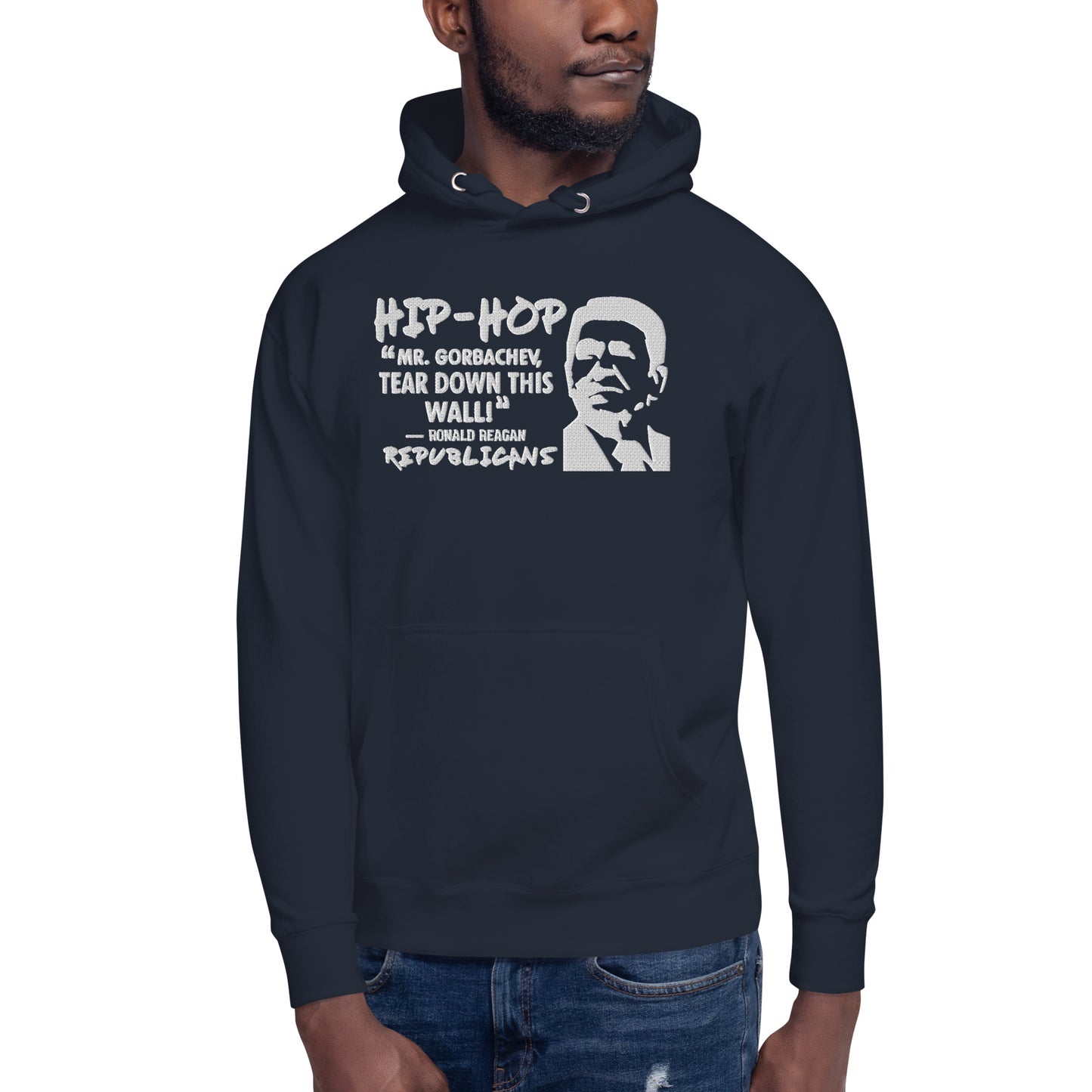 Embroidery Ronald Reagan Premium Hoodie