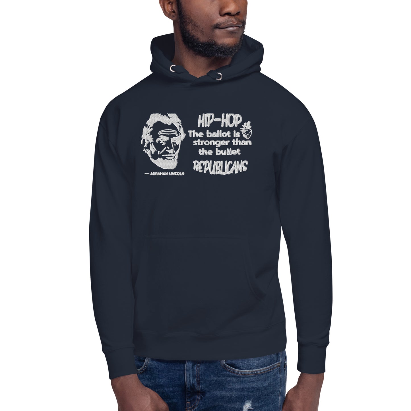 Embroidery Abraham Lincoln Premium Hoodie Design