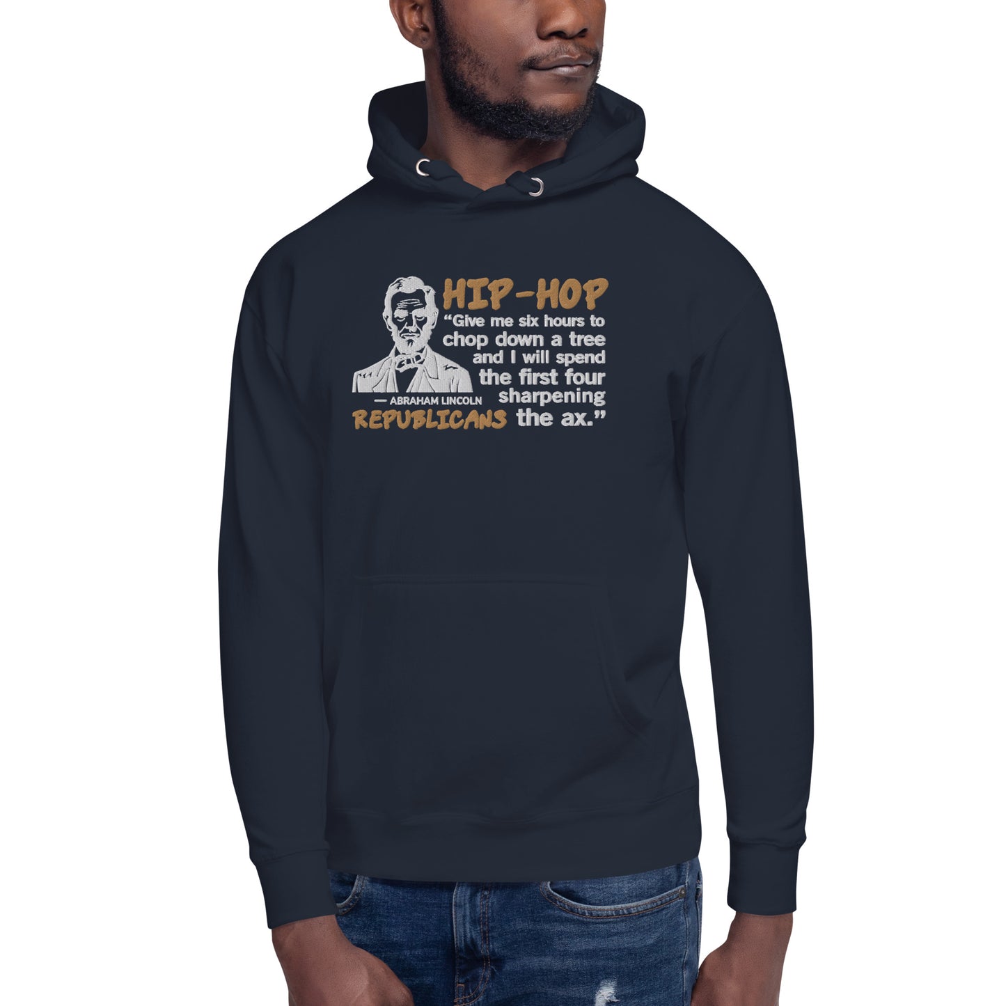 Embroidery Abraham Lincoln Hip-Hop Republicans Hoodie Design