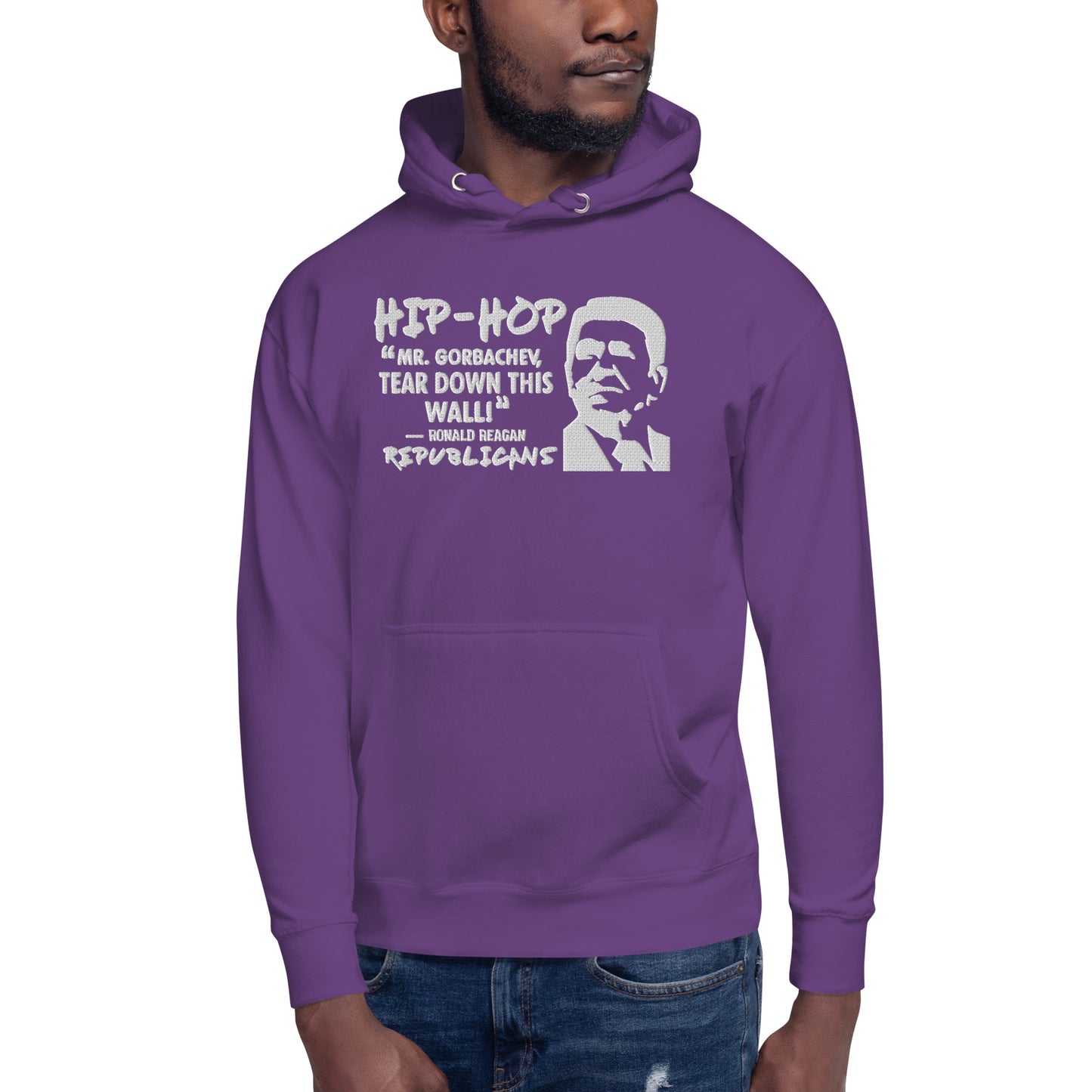 Embroidery Ronald Reagan Premium Hoodie