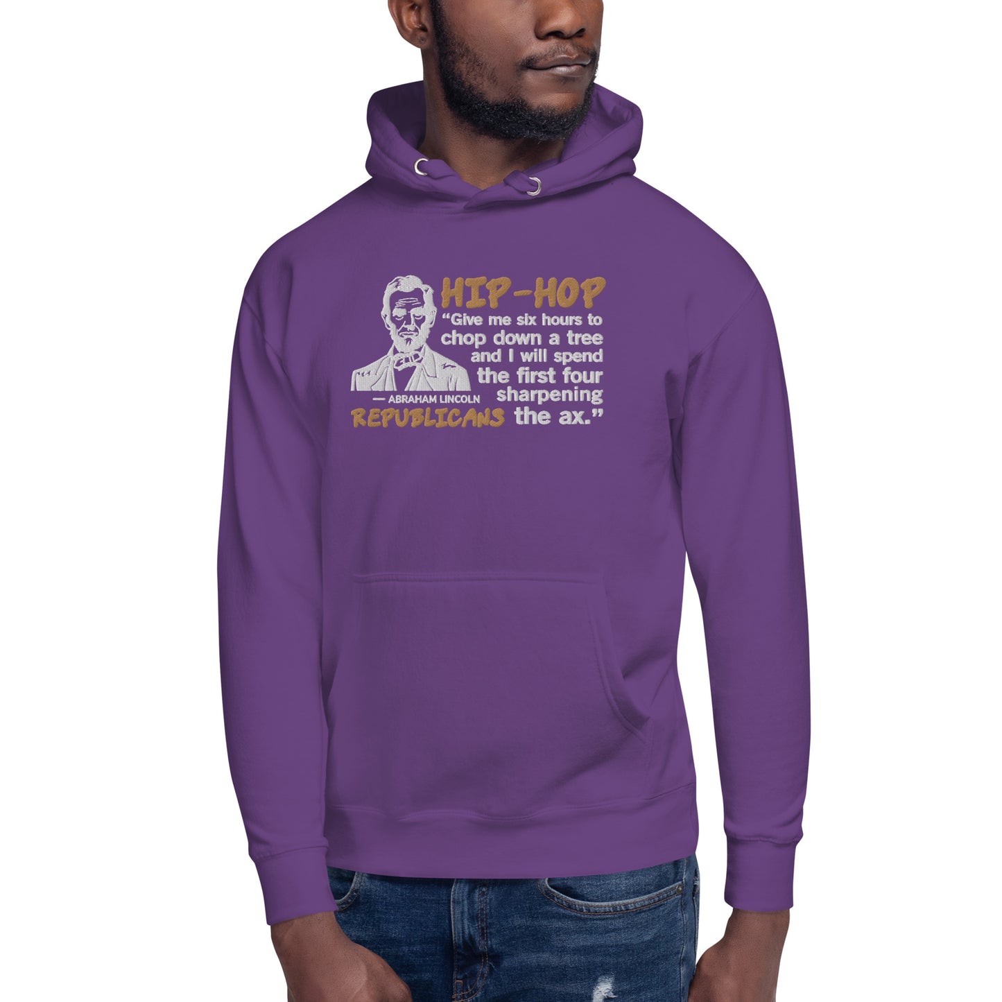 Embroidery Abraham Lincoln Hip-Hop Republicans Hoodie Design
