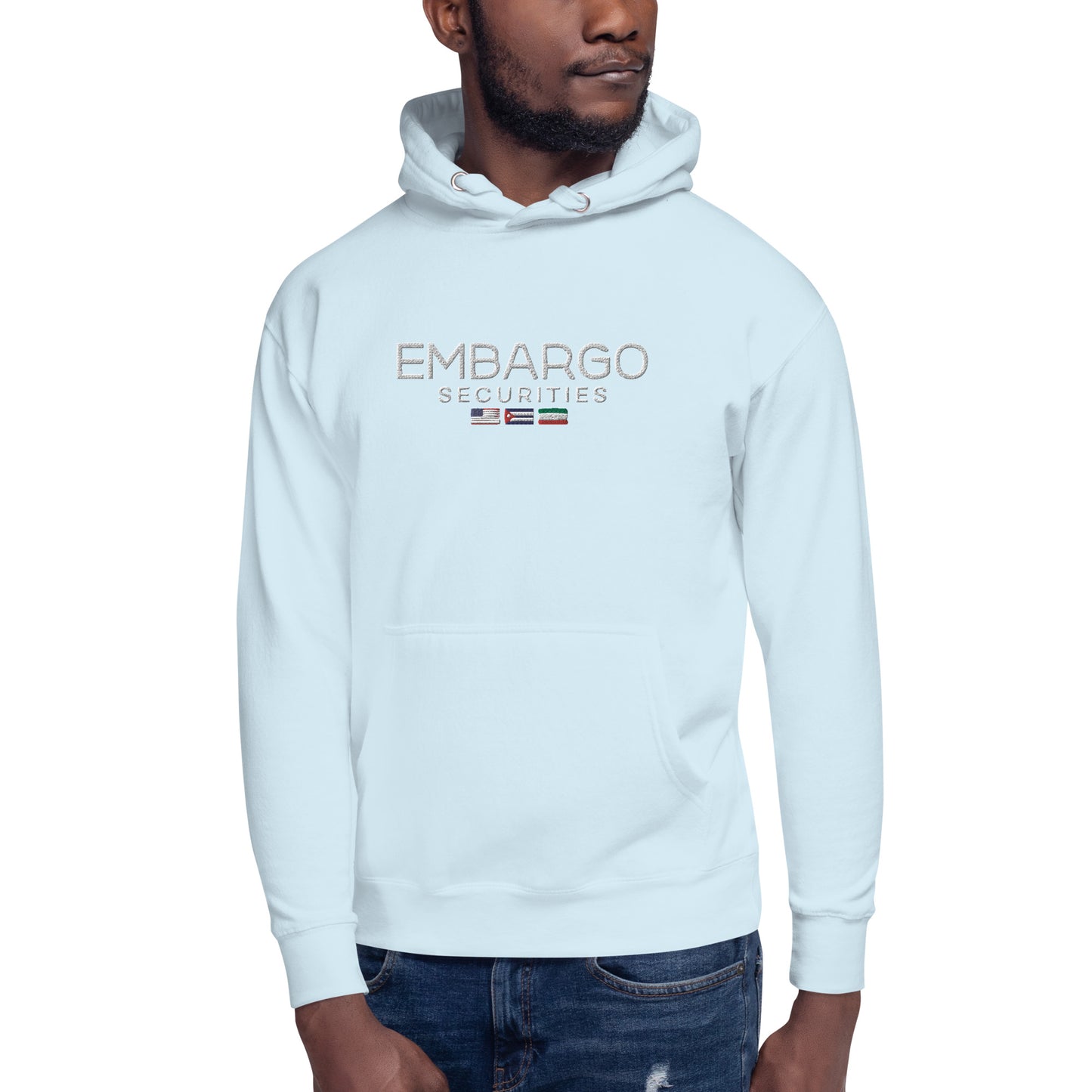 Embroidery Embargo Securities USA, Cuba, and Iran Flag Hoodie