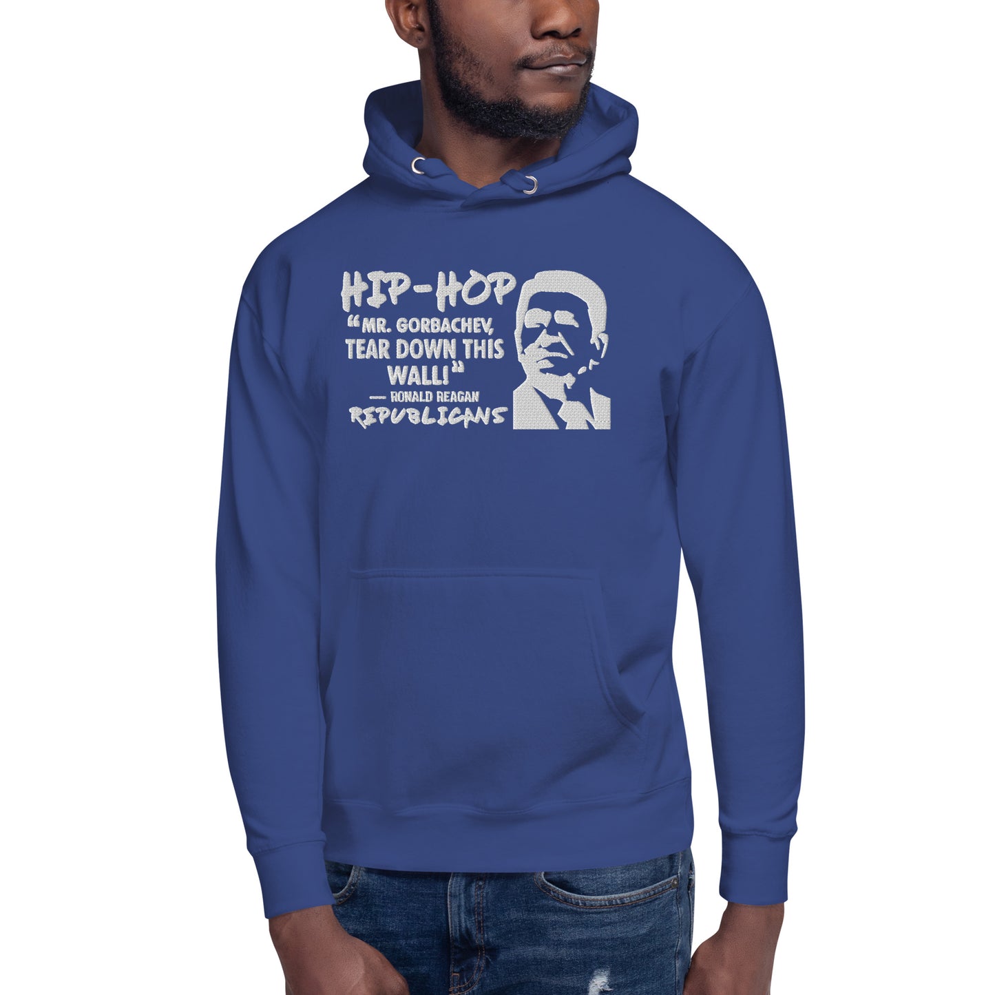 Embroidery Ronald Reagan Premium Hoodie
