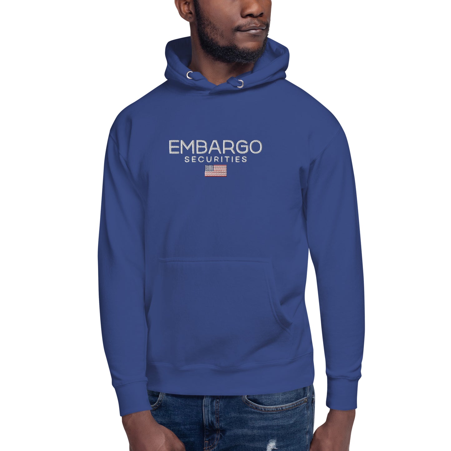 Embroidery Embargo Securities USA Flag Hoodie