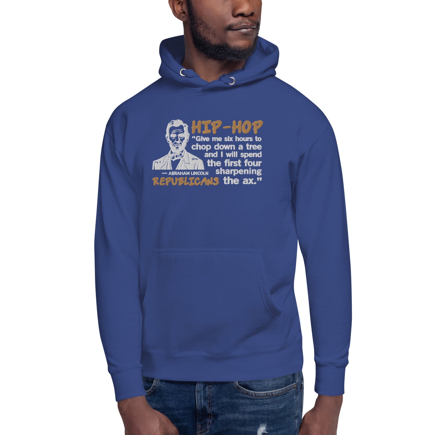 Embroidery Abraham Lincoln Hip-Hop Republicans Hoodie Design