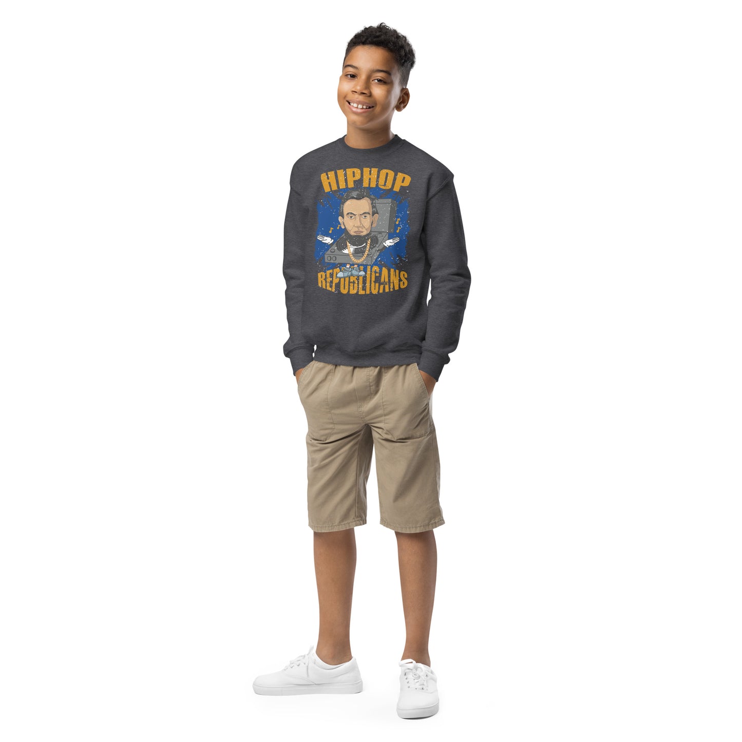 Abraham Lincoln Hip-Hop Republicans Youth Crewneck Sweatshirt
