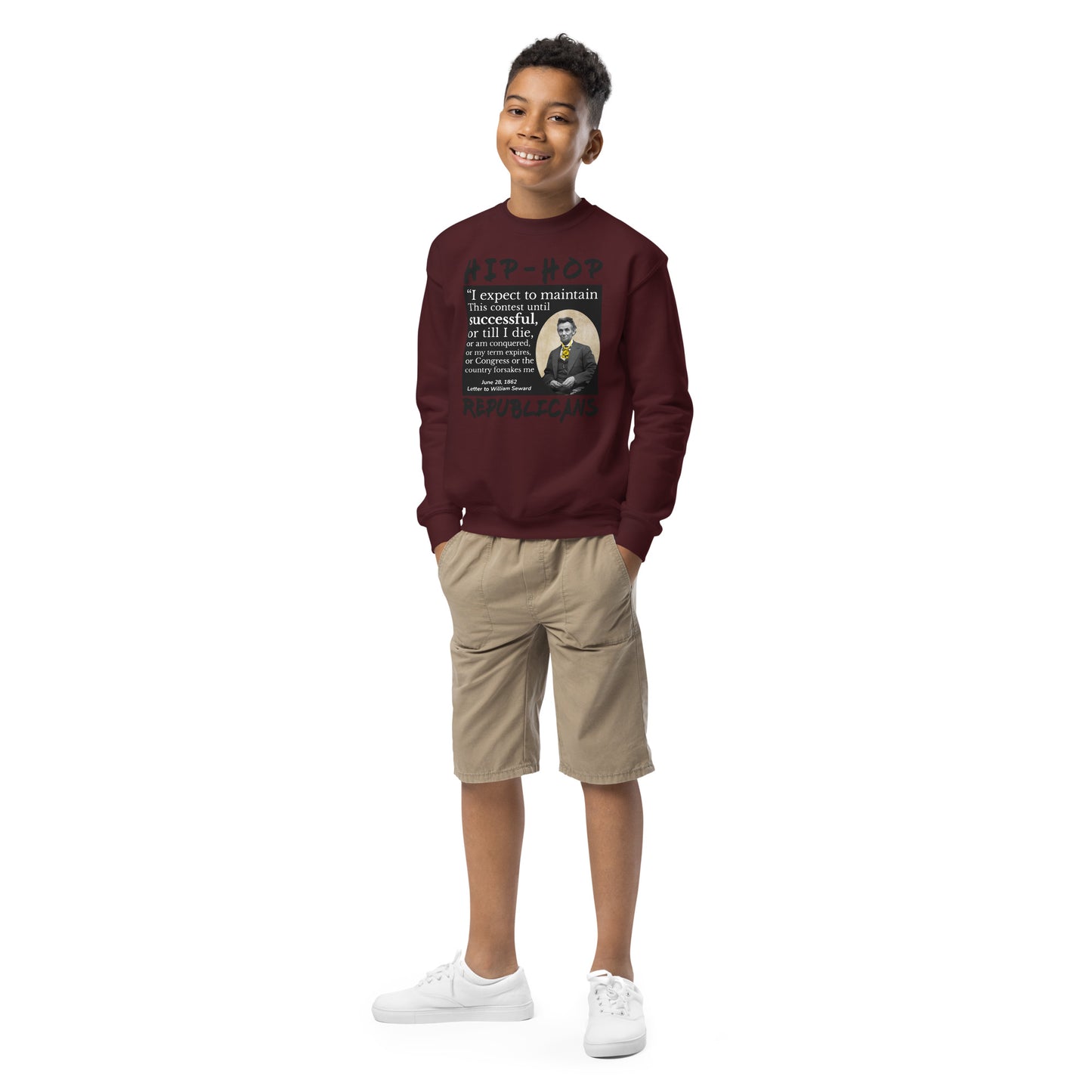 Abraham Lincoln Hip-Hop Republicans Youth crewneck sweatshirt