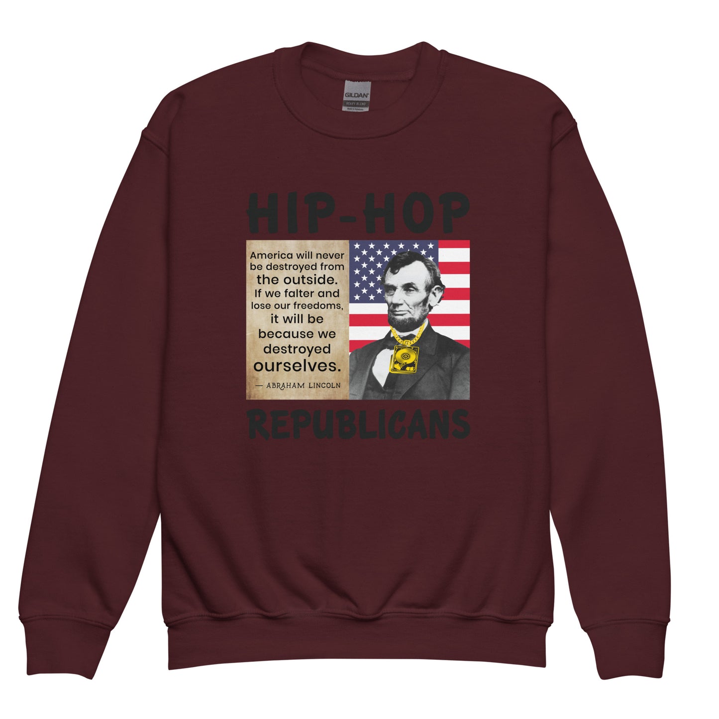 Abraham Lincoln Hip-Hop Republicans Youth crewneck sweatshirt