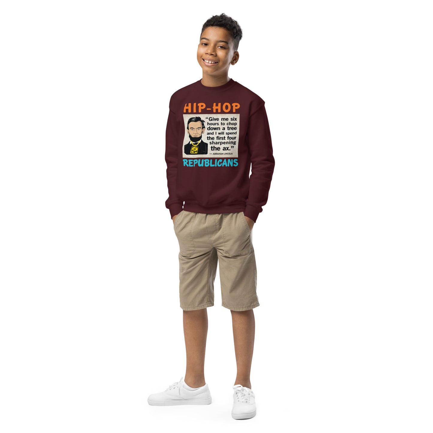 Abraham Lincoln Hip-Hop Republicans Youth crewneck sweatshirt
