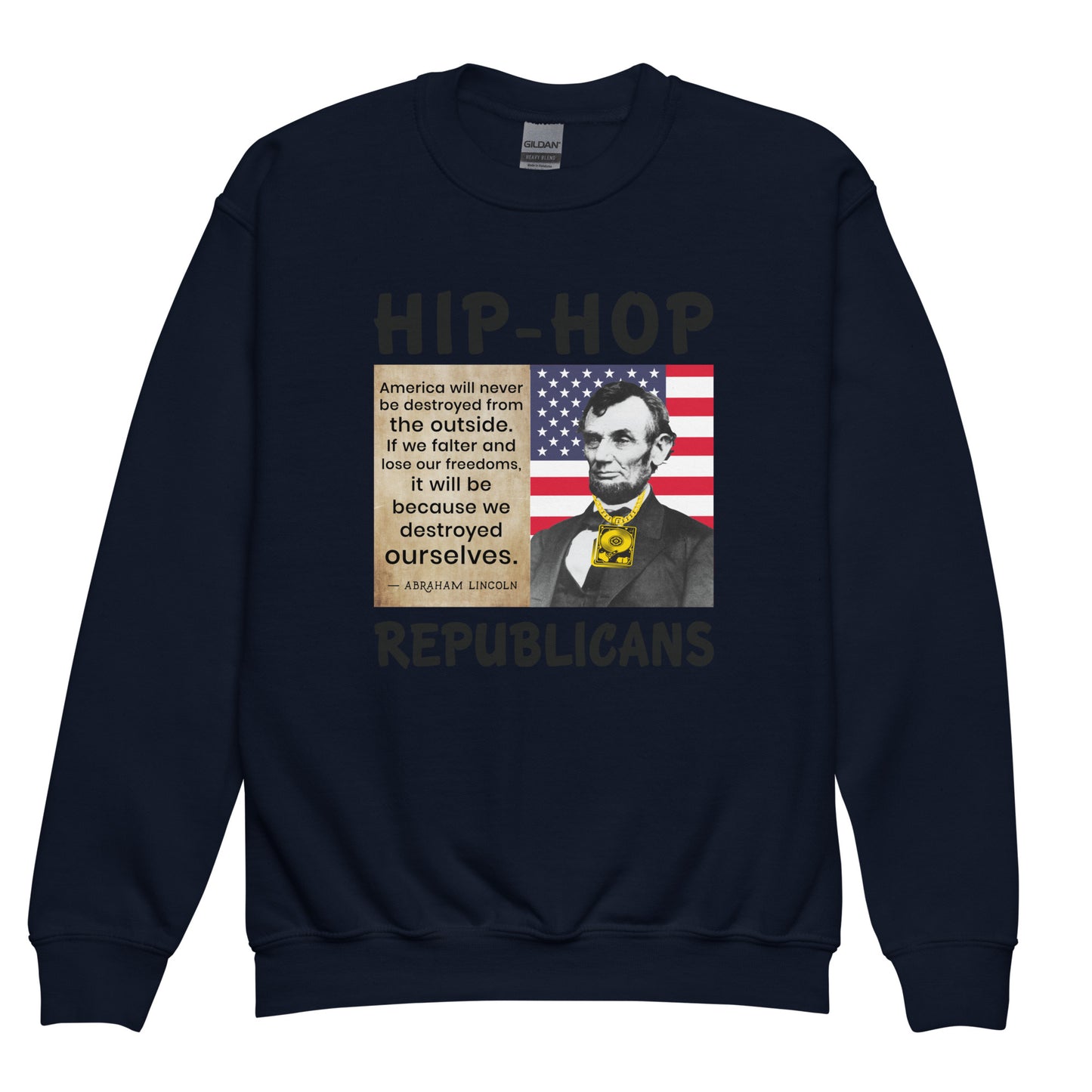Abraham Lincoln Hip-Hop Republicans Youth crewneck sweatshirt