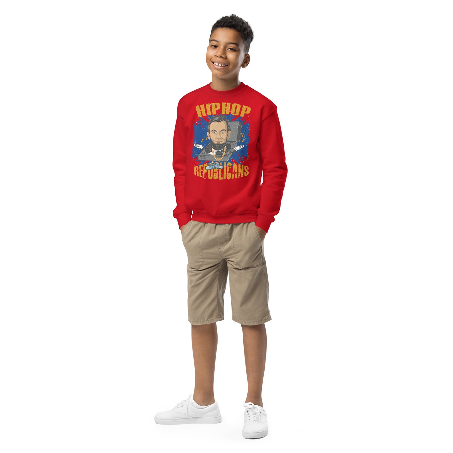 Abraham Lincoln Hip-Hop Republicans Youth Crewneck Sweatshirt