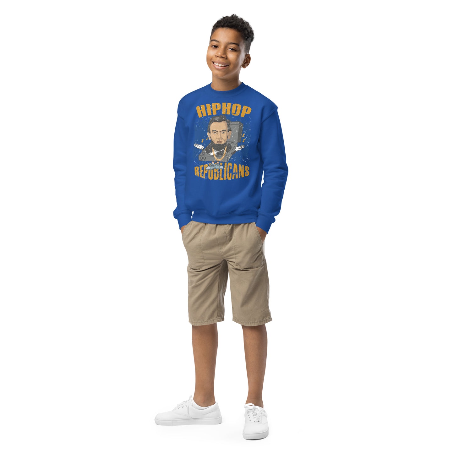 Abraham Lincoln Hip-Hop Republicans Youth Crewneck Sweatshirt